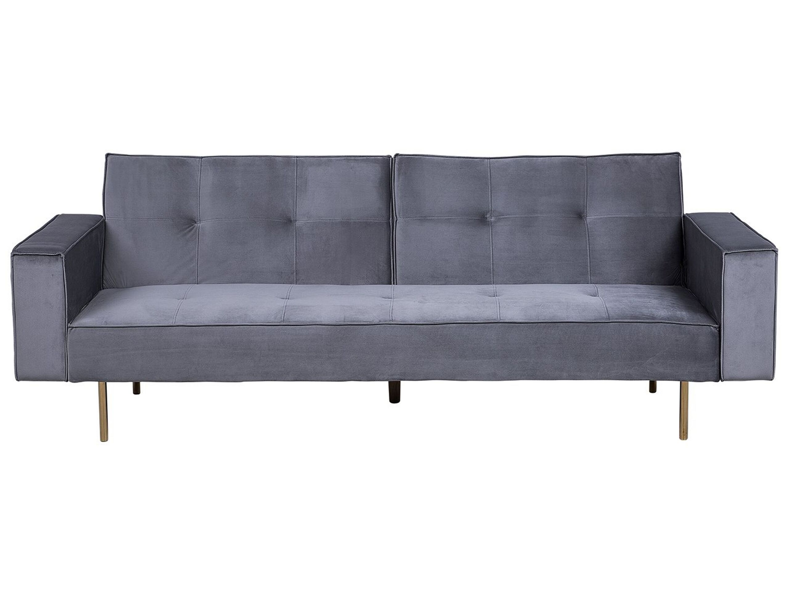 Velvet Sofa Bed Grey VISNES - Gemini Interiors