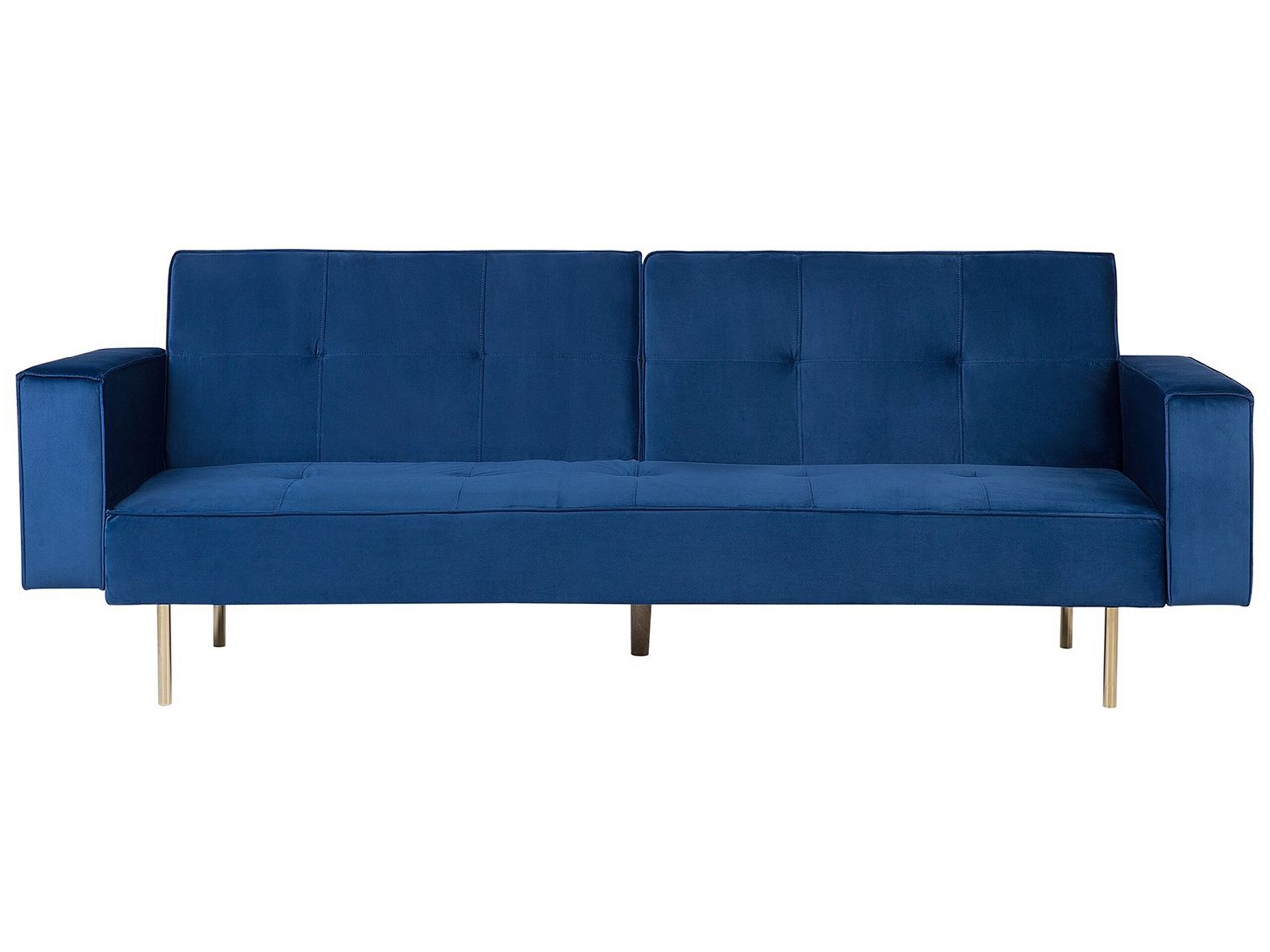 Velvet Sofa Bed Blue VISNES - Gemini Interiors