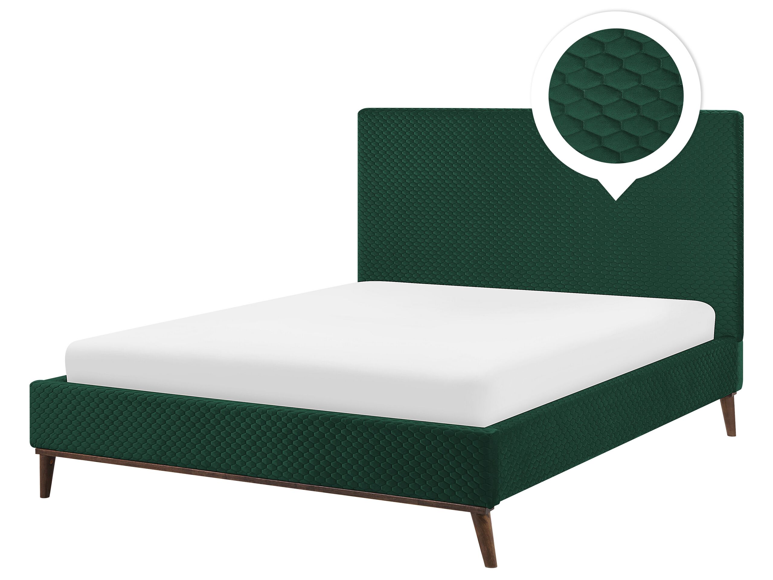 Velvet EU Double Size Bed Dark Green BAYONNE - Gemini Interiors