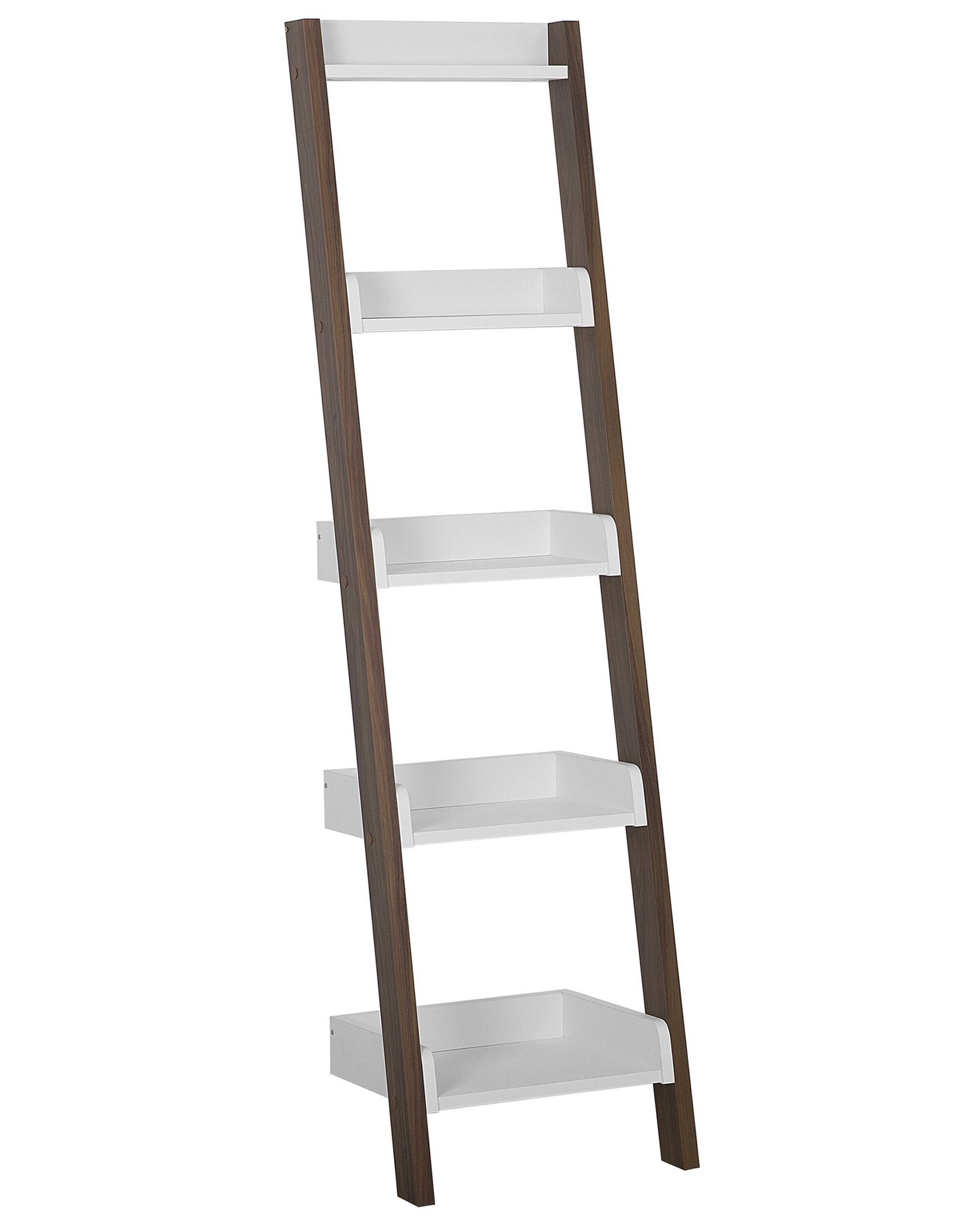 Ladder Shelf Dark Wood and White MOBILE DUO - Gemini Interiors