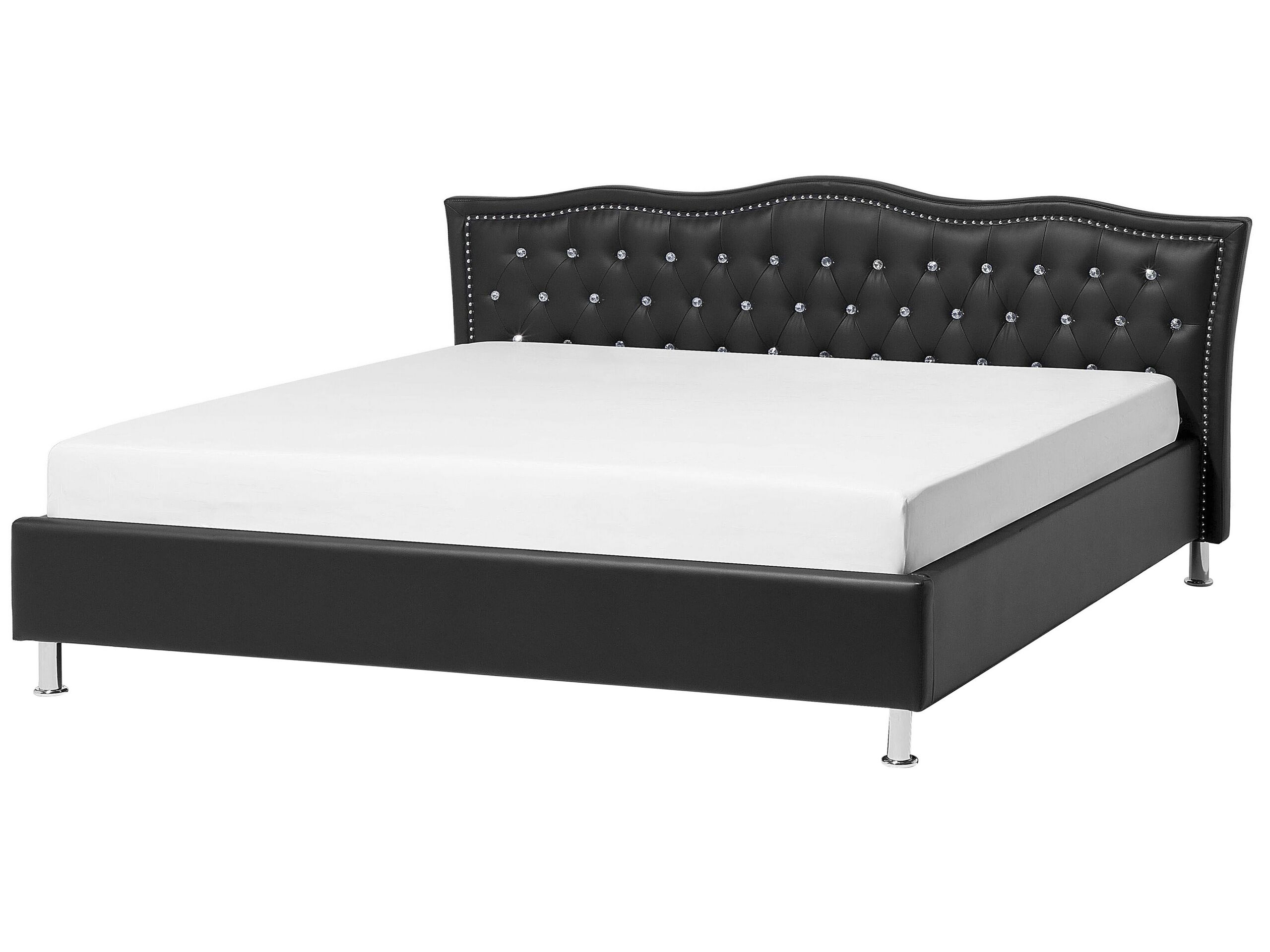 Faux Leather EU Super King Size Bed Black METZ - Gemini Interiors