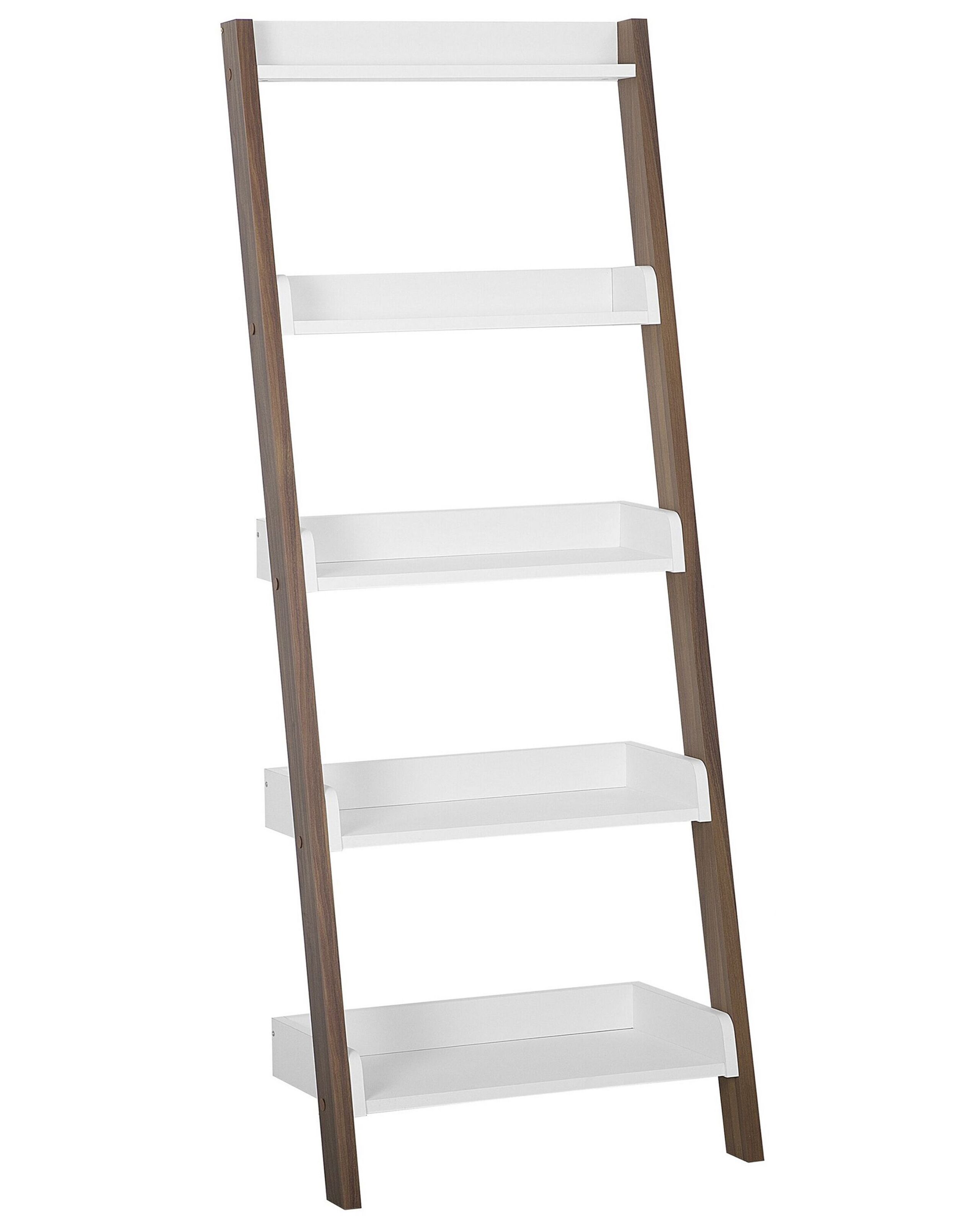 Ladder Shelf Dark Wood and White MOBILE TRIO - Gemini Interiors
