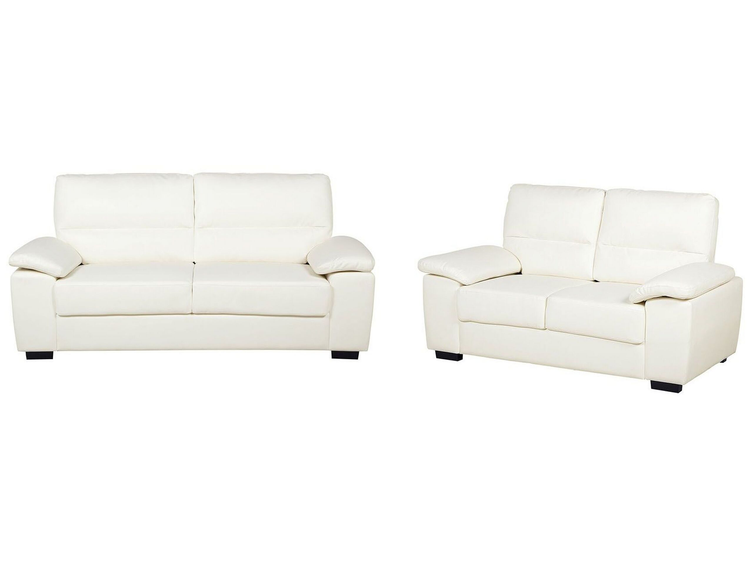Faux Leather Sofa Set Cream VOGAR - Gemini Interiors
