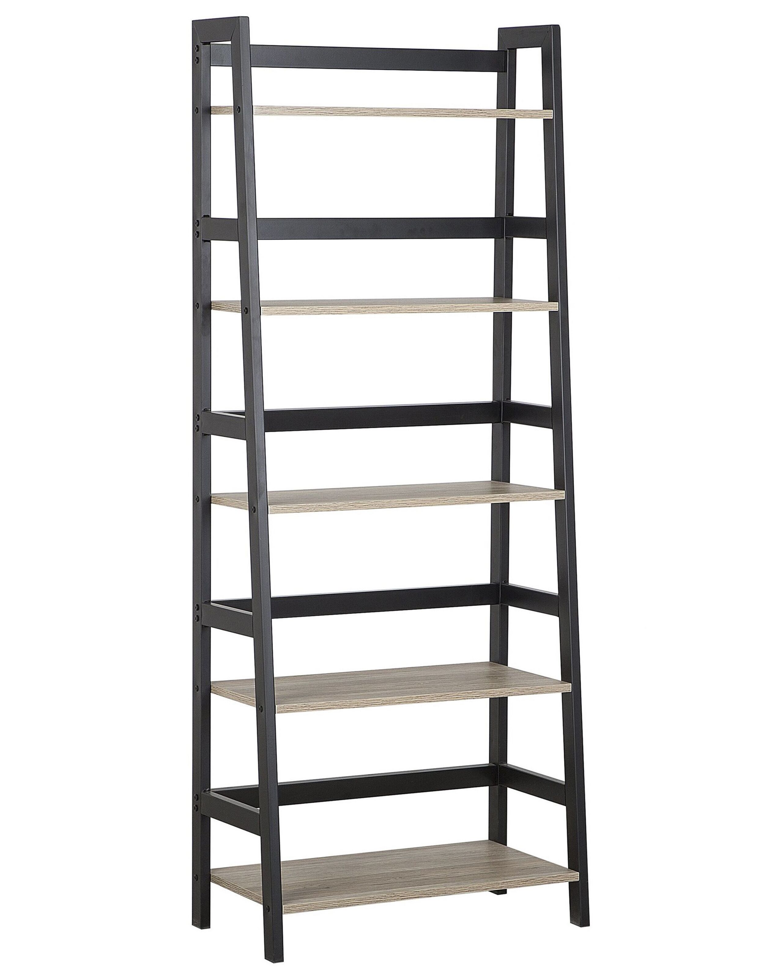 Ladder Shelf Light Wood and Black CROYDON - Gemini Interiors