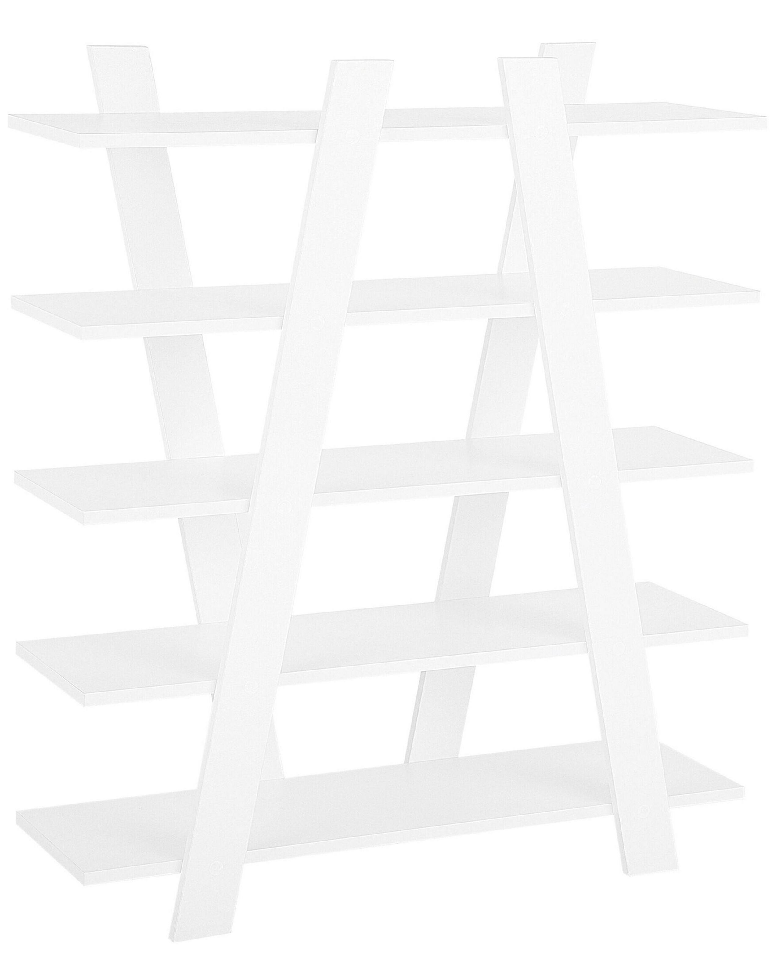 5 Tier Bookcase White ESCALANTE - Gemini Interiors