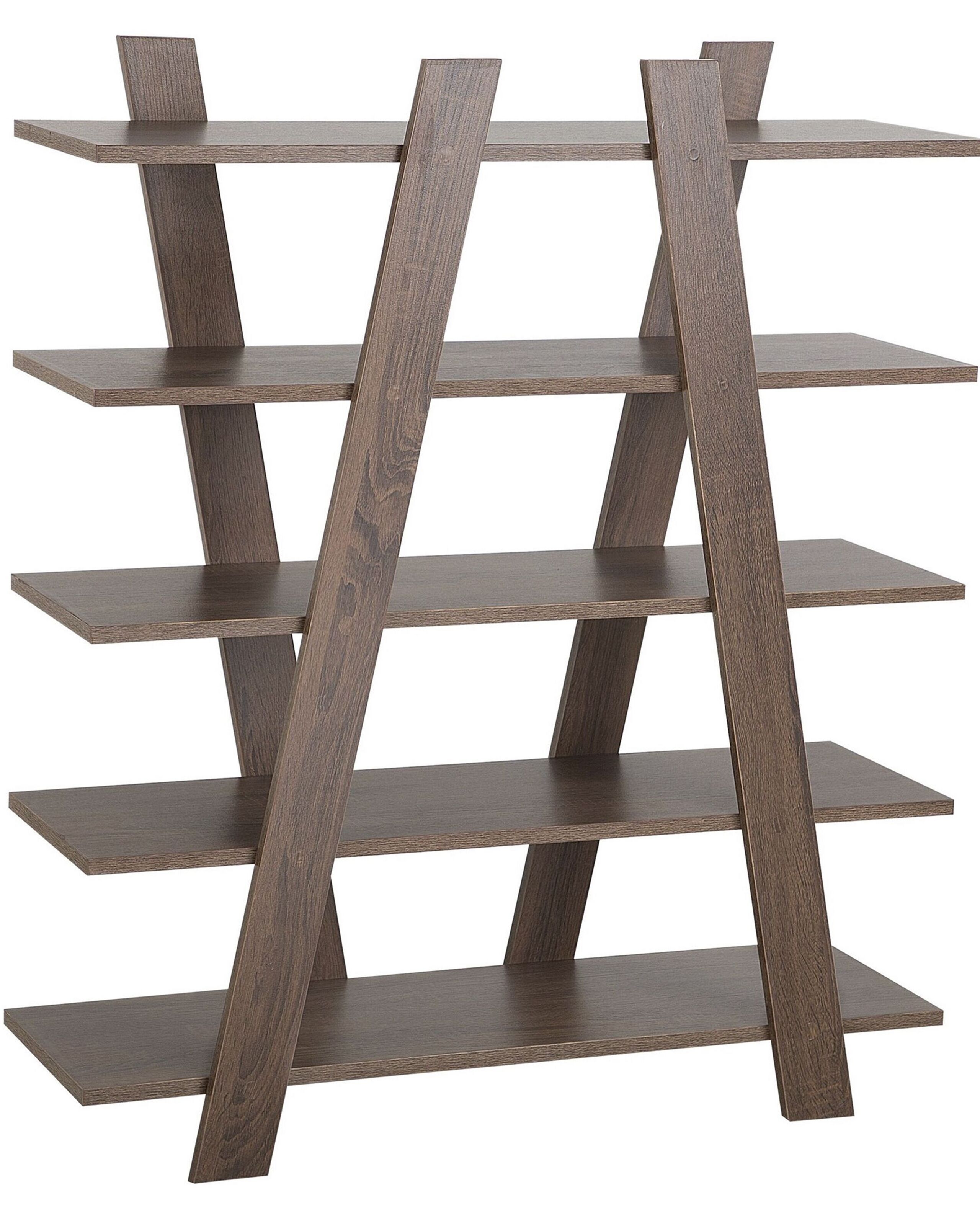 5 Tier Bookcase Dark Wood ESCALANTE - Gemini Interiors