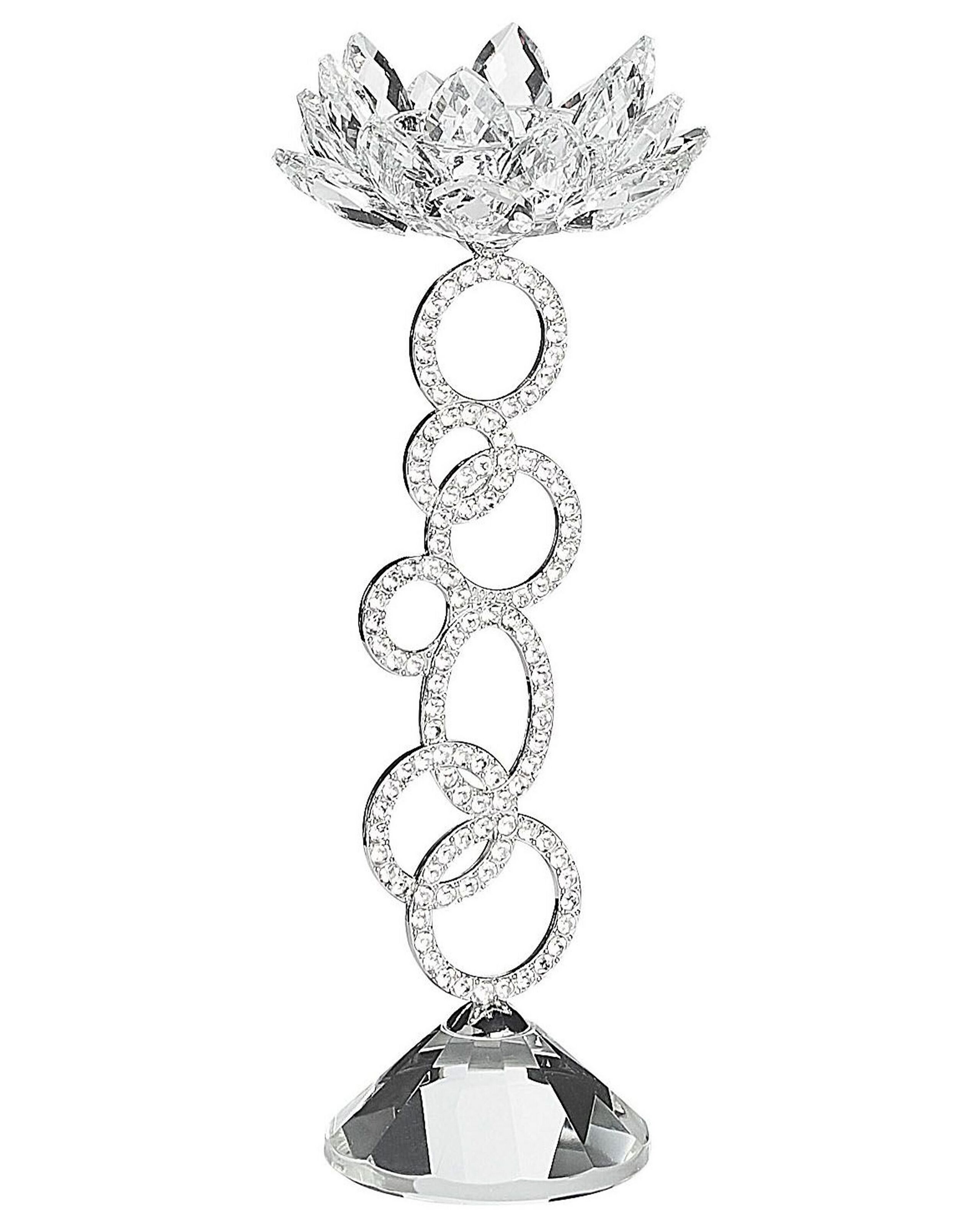 Glass Candlestick 27 cm Silver OVIEDO - Gemini Interiors