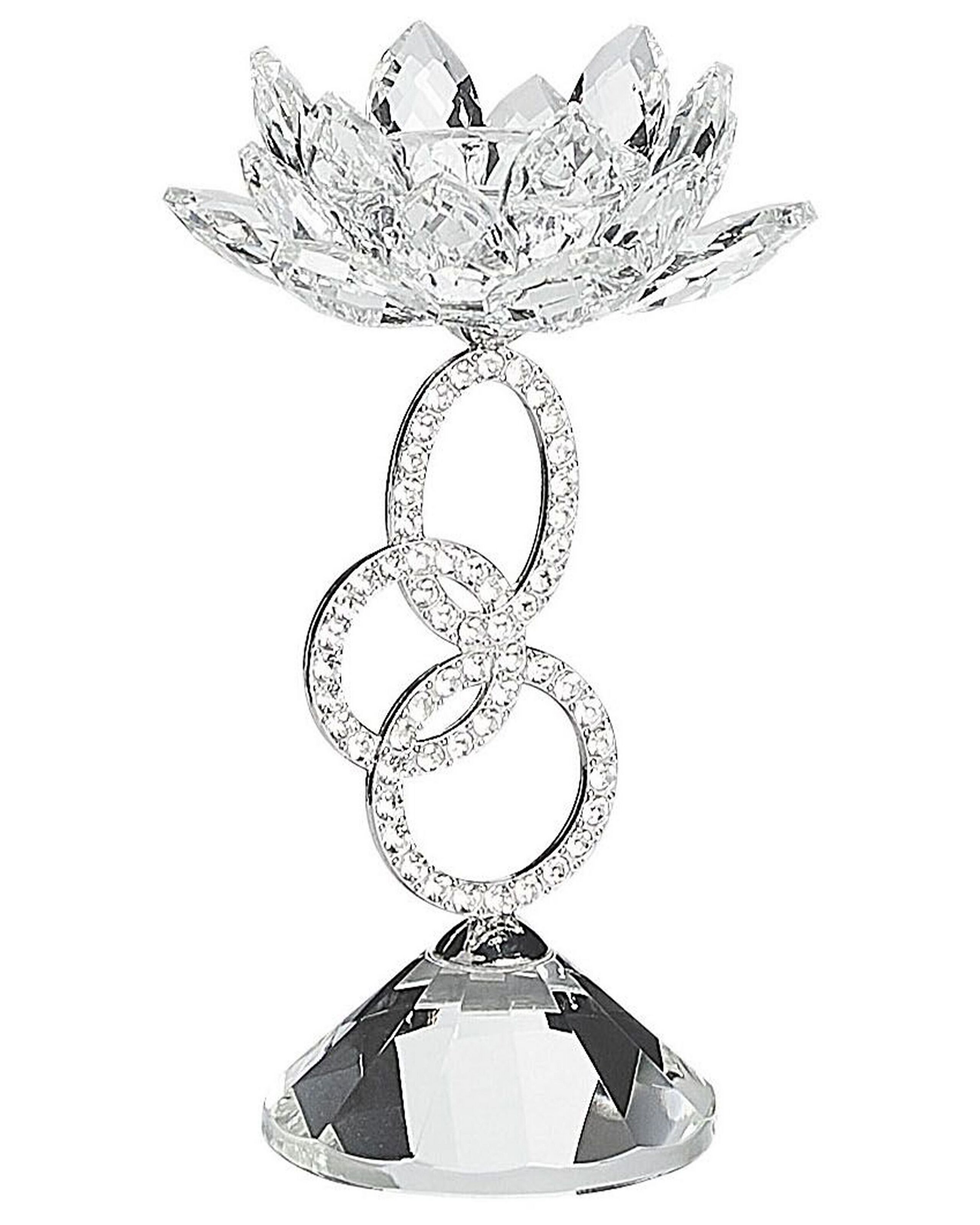 Glass Candlestick 19 cm Silver OVIEDO - Gemini Interiors