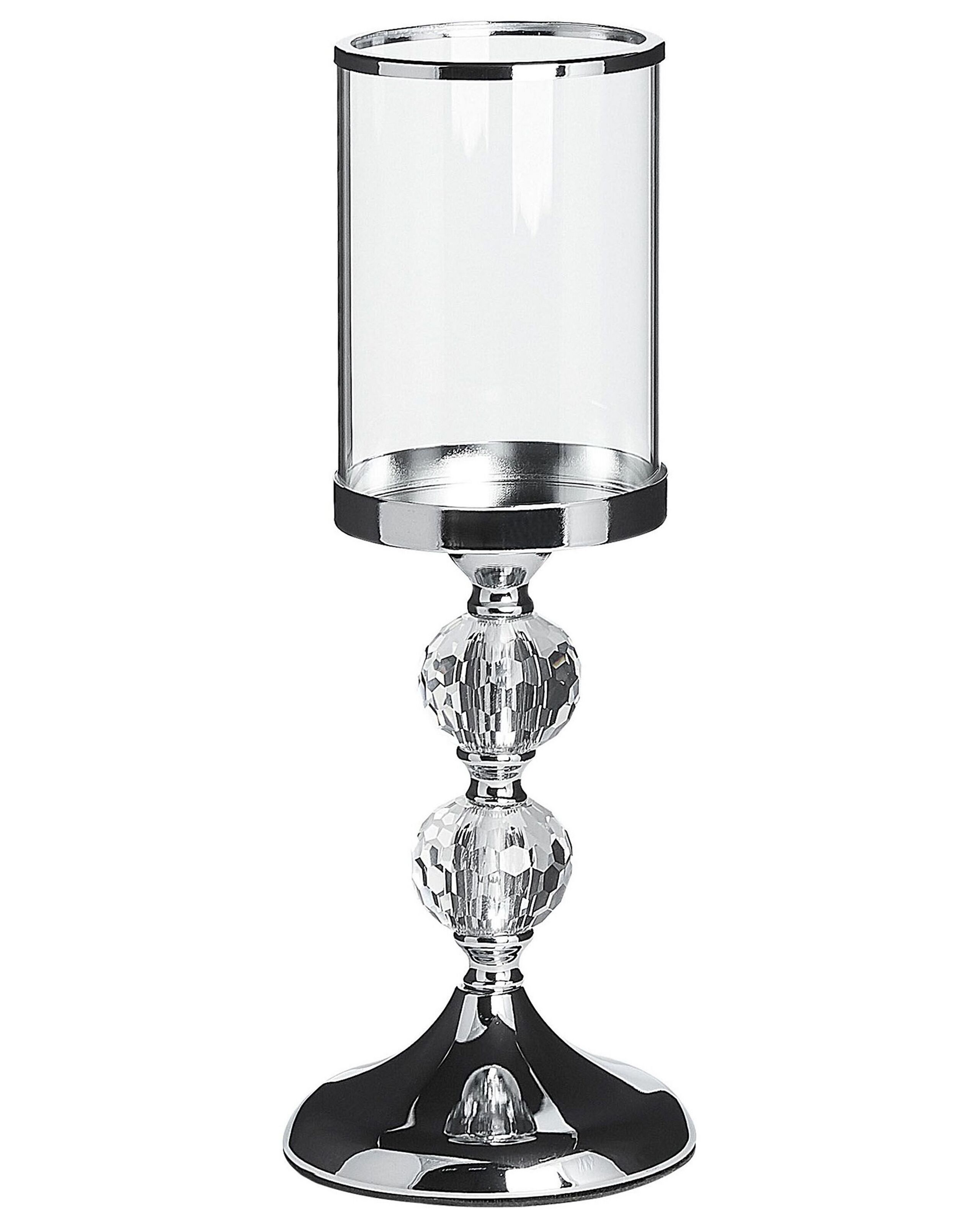 Glass Hurricane Candle Holder 36 cm Silver COTUI - Gemini Interiors