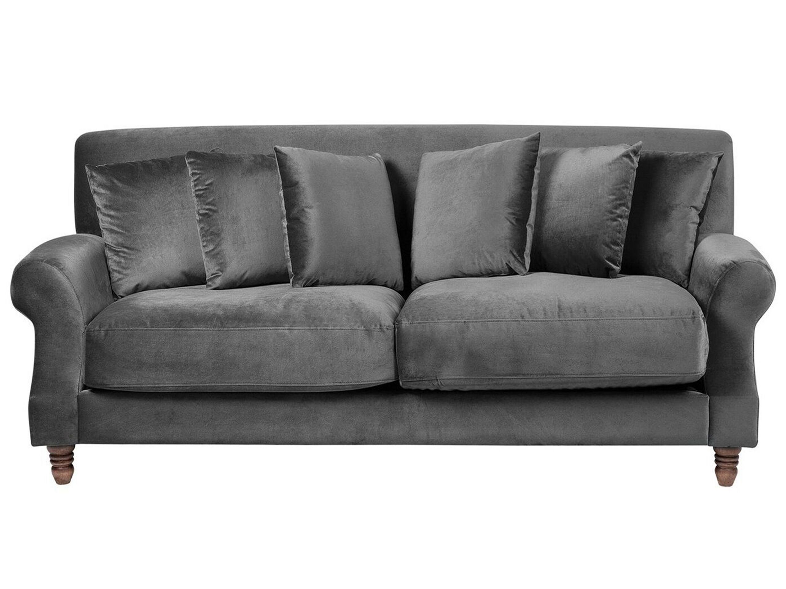 3 Seater Velvet Sofa Grey EIKE - Gemini Interiors