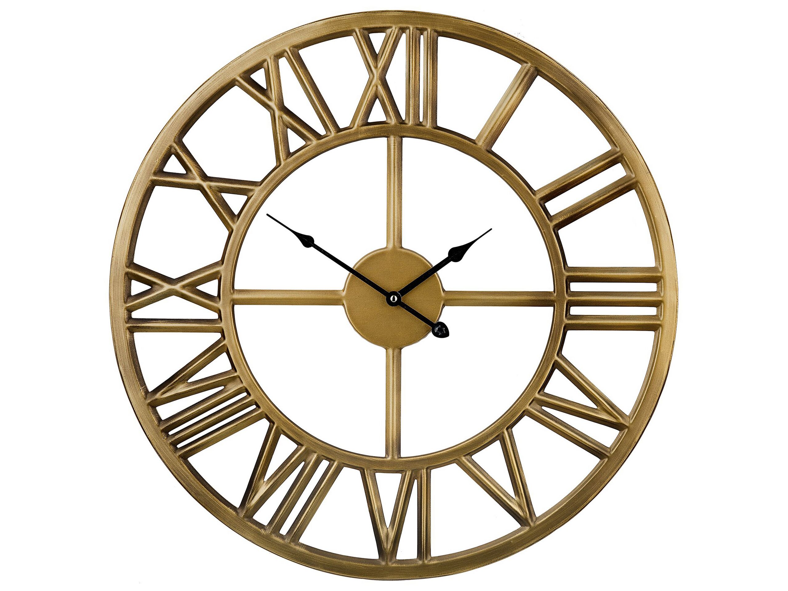 Iron Skeleton Wall Clock 61cm Gold - Gemini Interiors