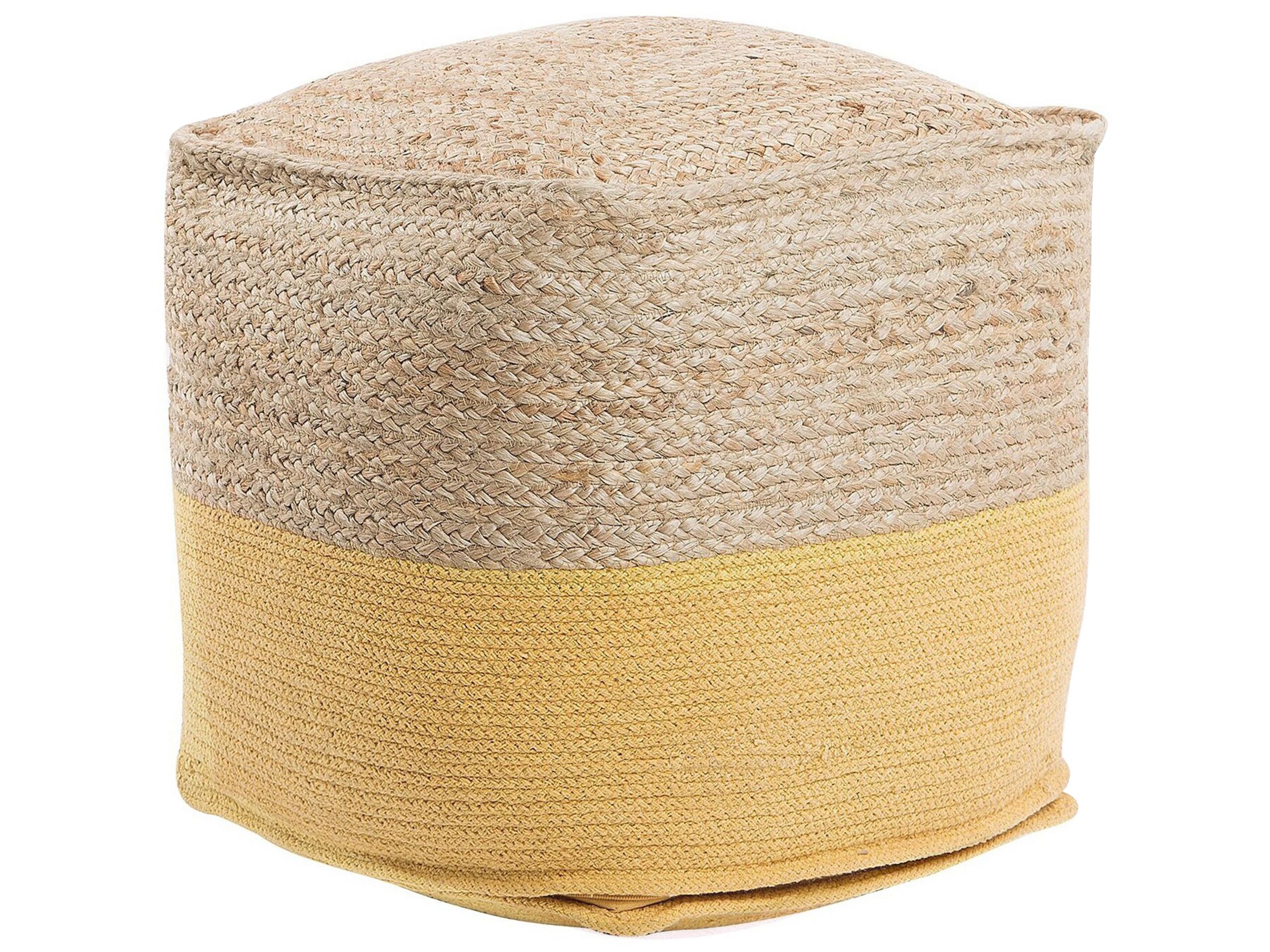 Jute Woven Pouffe Yellow KIRAMA - Gemini Interiors