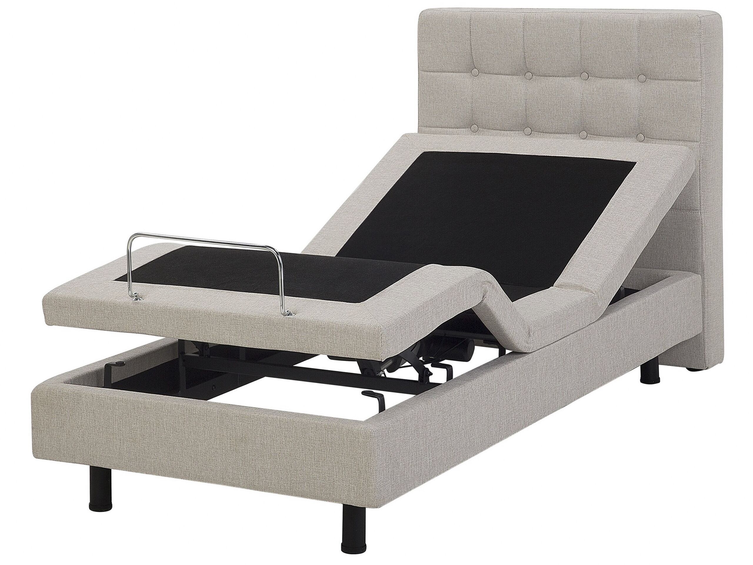Fabric EU Single Adjustable Bed Beige DUKE - Gemini Interiors