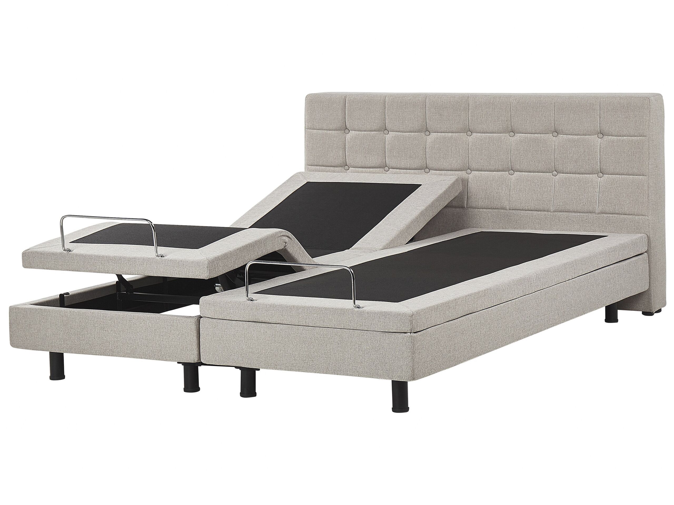Fabric EU Super King Size Adjustable Bed Beige DUKE - Gemini Interiors