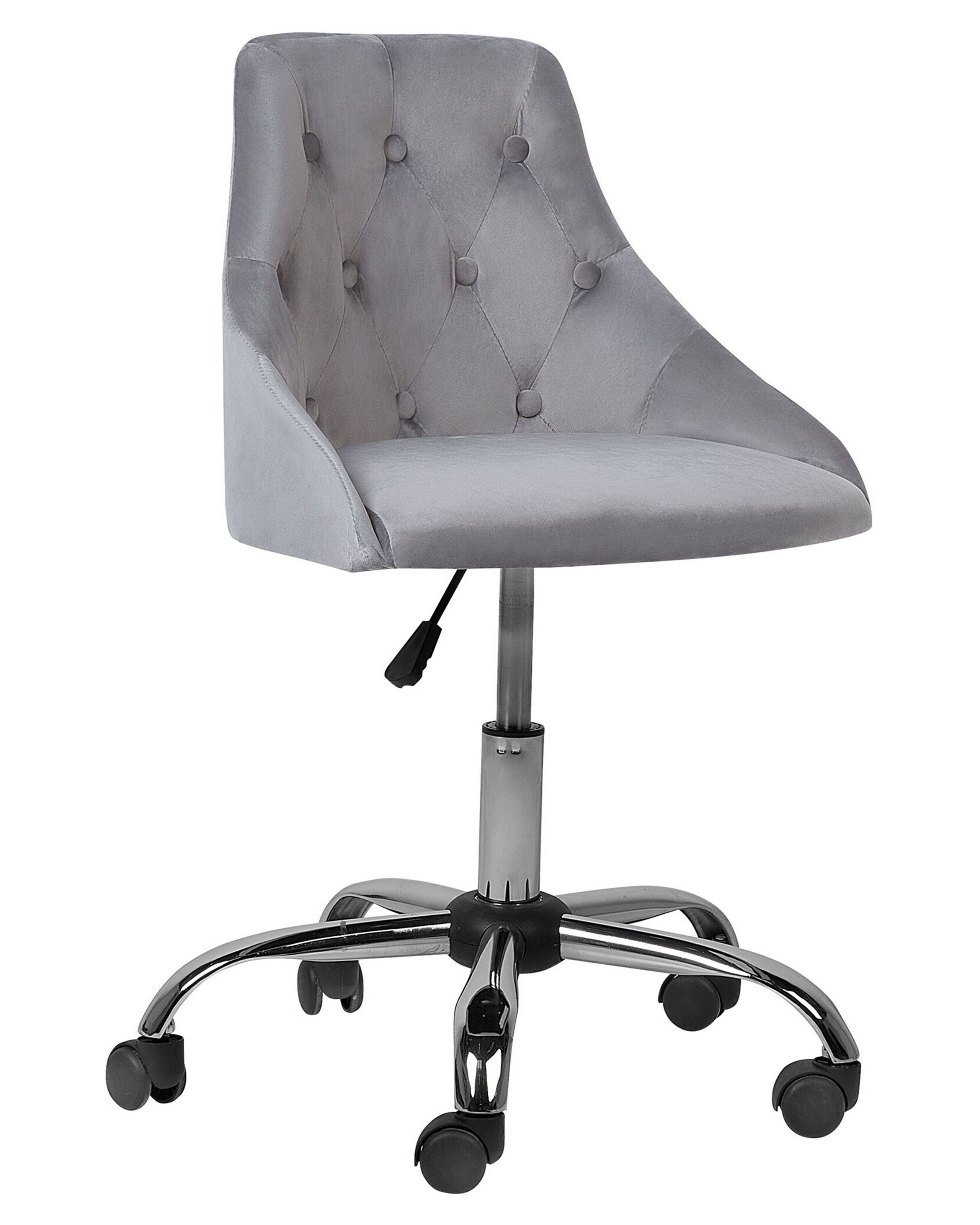 Velvet Desk Chair Grey PARRISH - Gemini Interiors