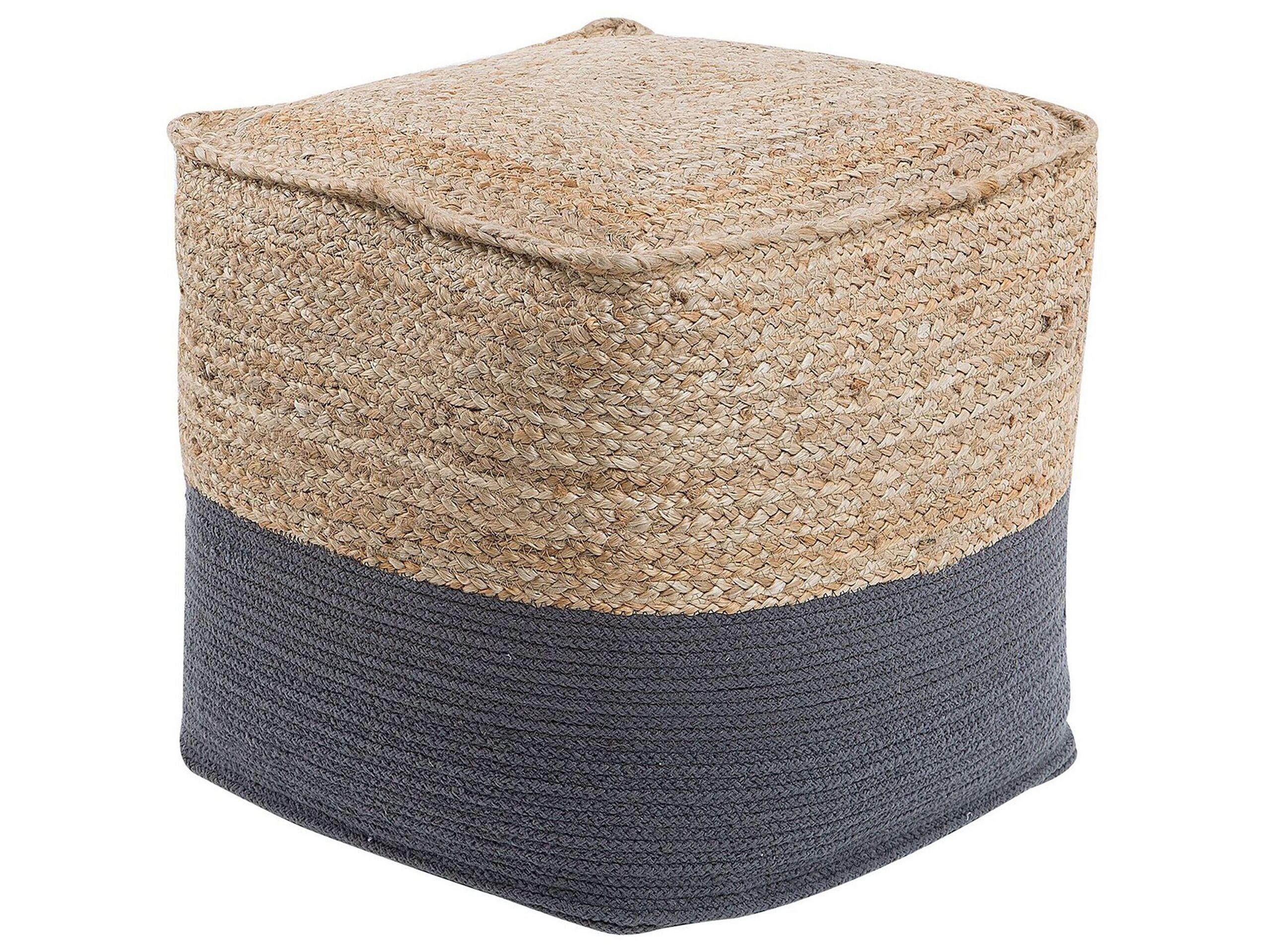 Jute Woven Pouffe Dark Grey KIRAMA - Gemini Interiors