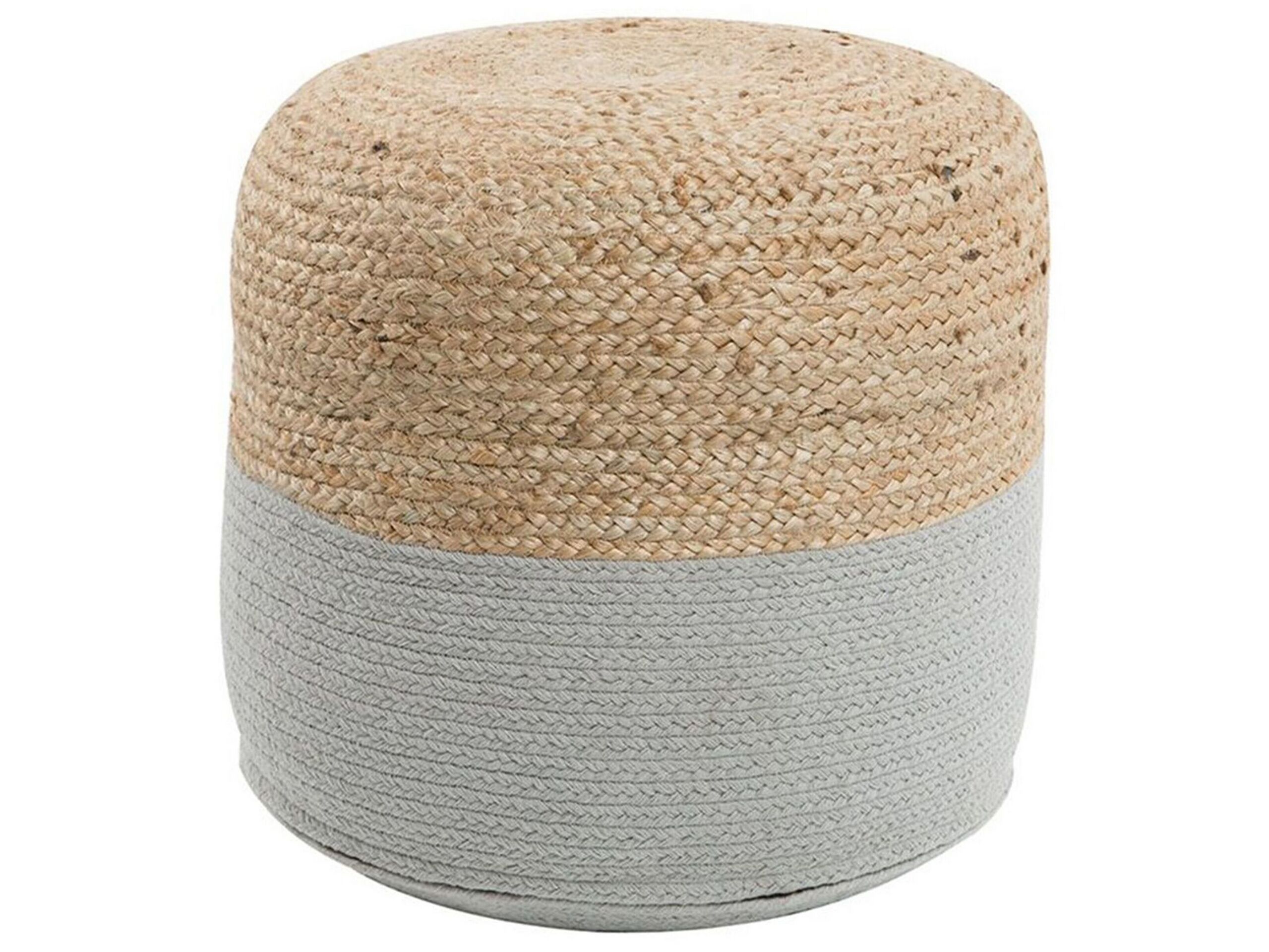 Jute Woven Pouffe Light Grey DALAMA - Gemini Interiors