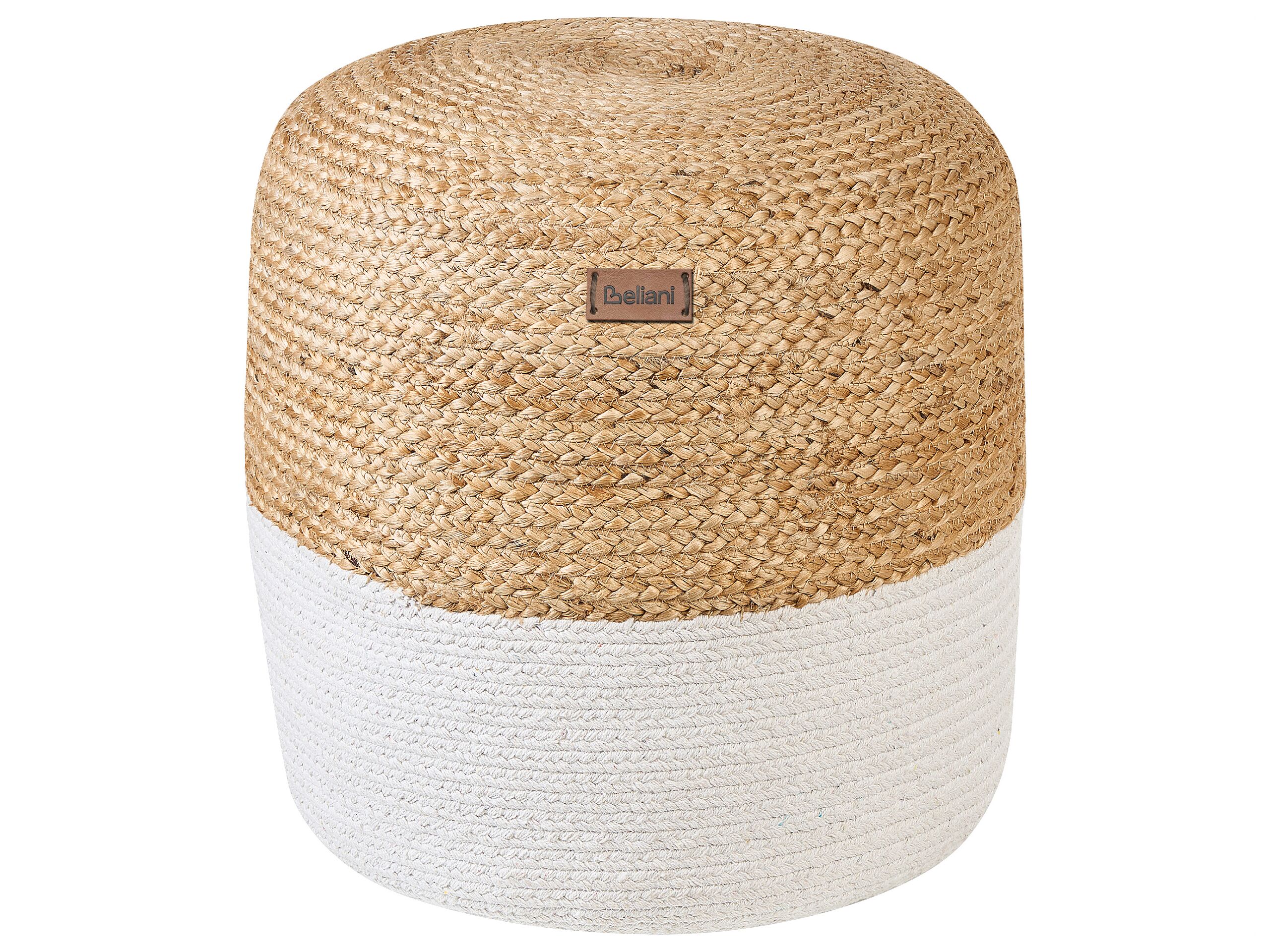Jute Pouffe White DALAMA - Gemini Interiors