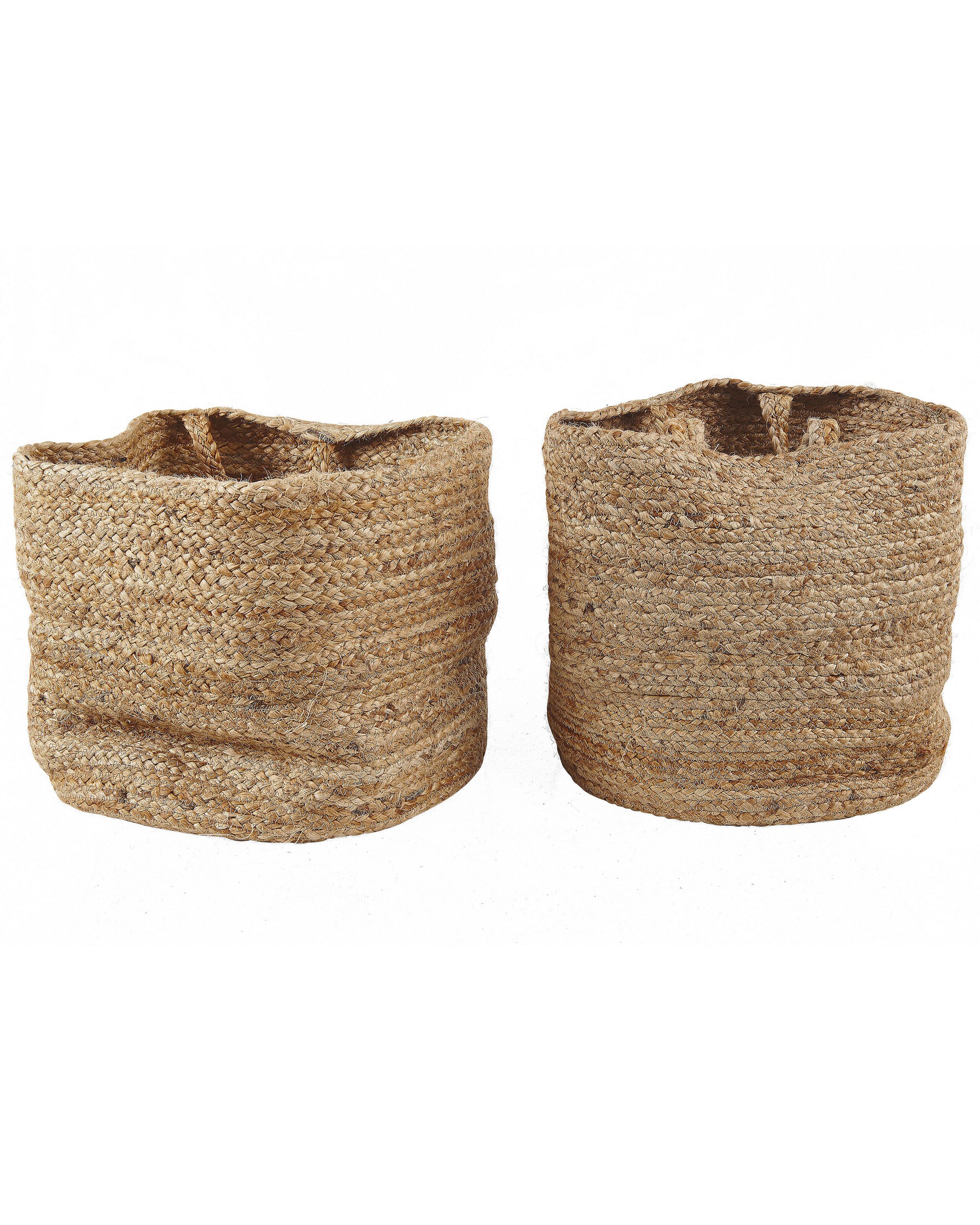 Set of 2 Jute Baskets Sand Beige KAELLA - Gemini Interiors