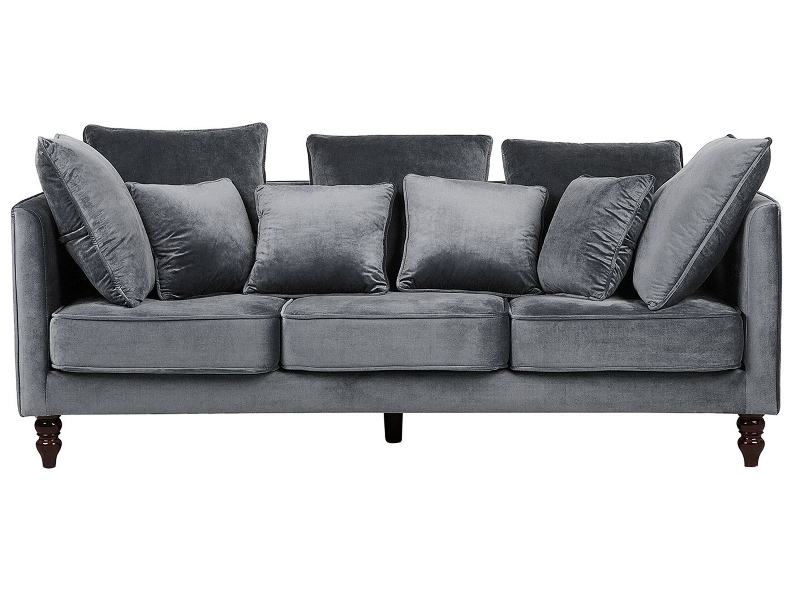 3 Seater Velvet Sofa Grey FENSTAD - Gemini Interiors