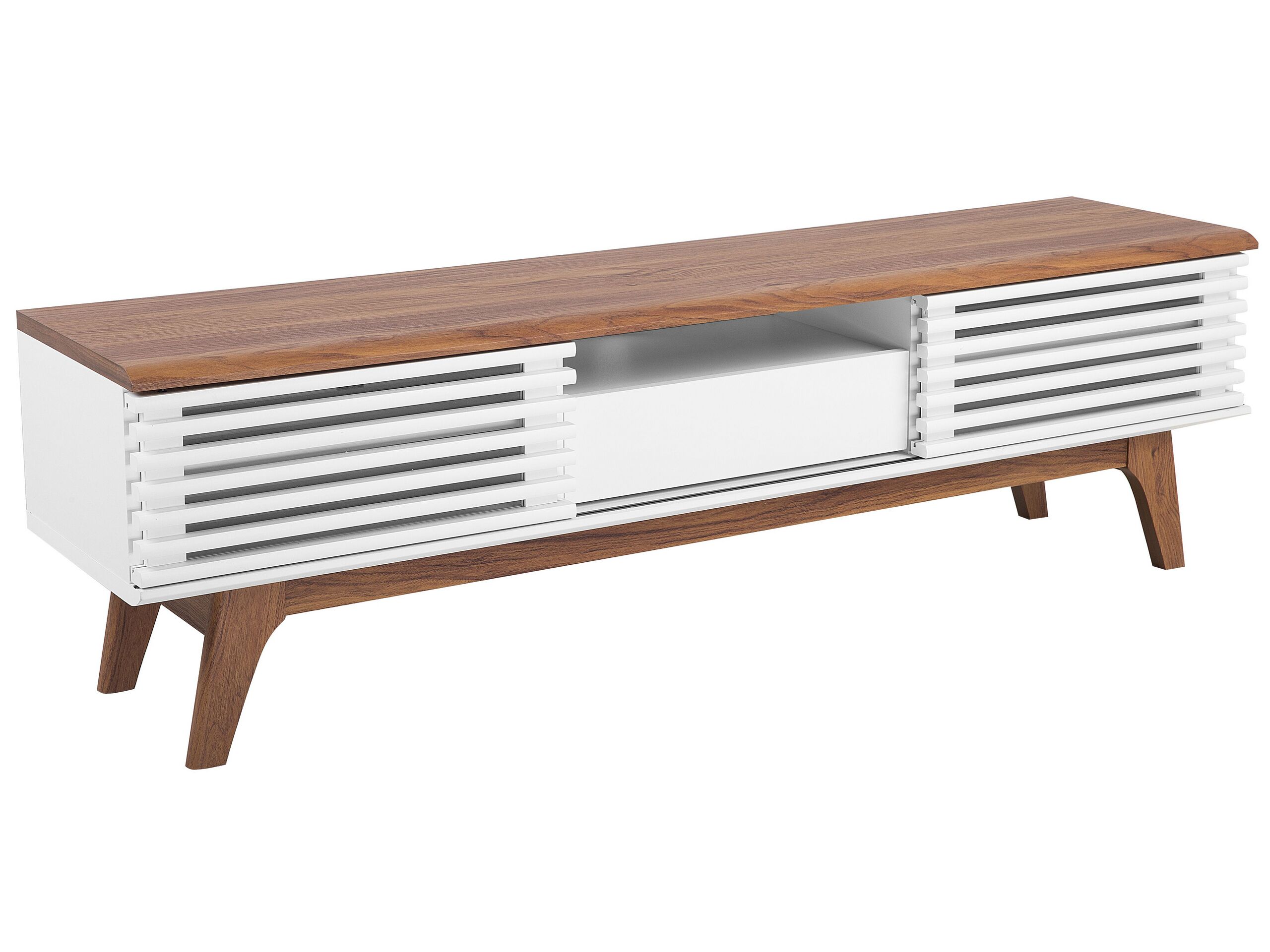 TV Stand White and Dark Wood DETROIT - Gemini Interiors