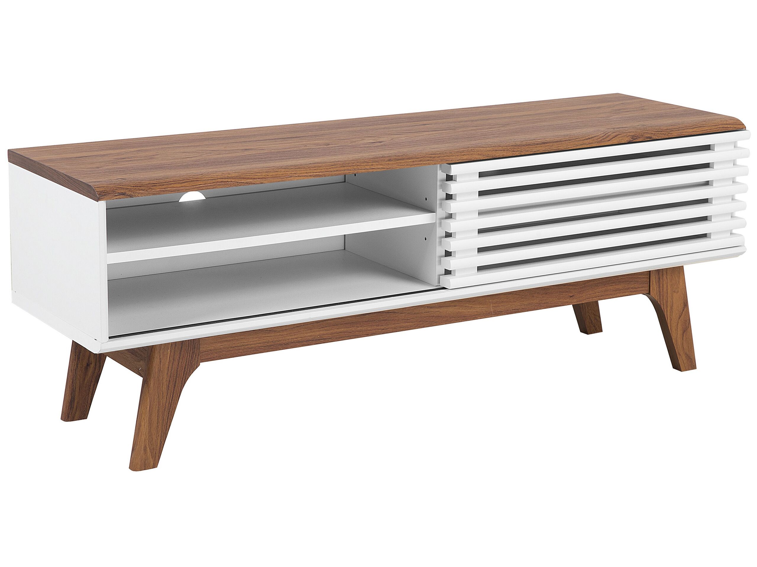 TV Stand White and Dark Wood TOLEDO - Gemini Interiors