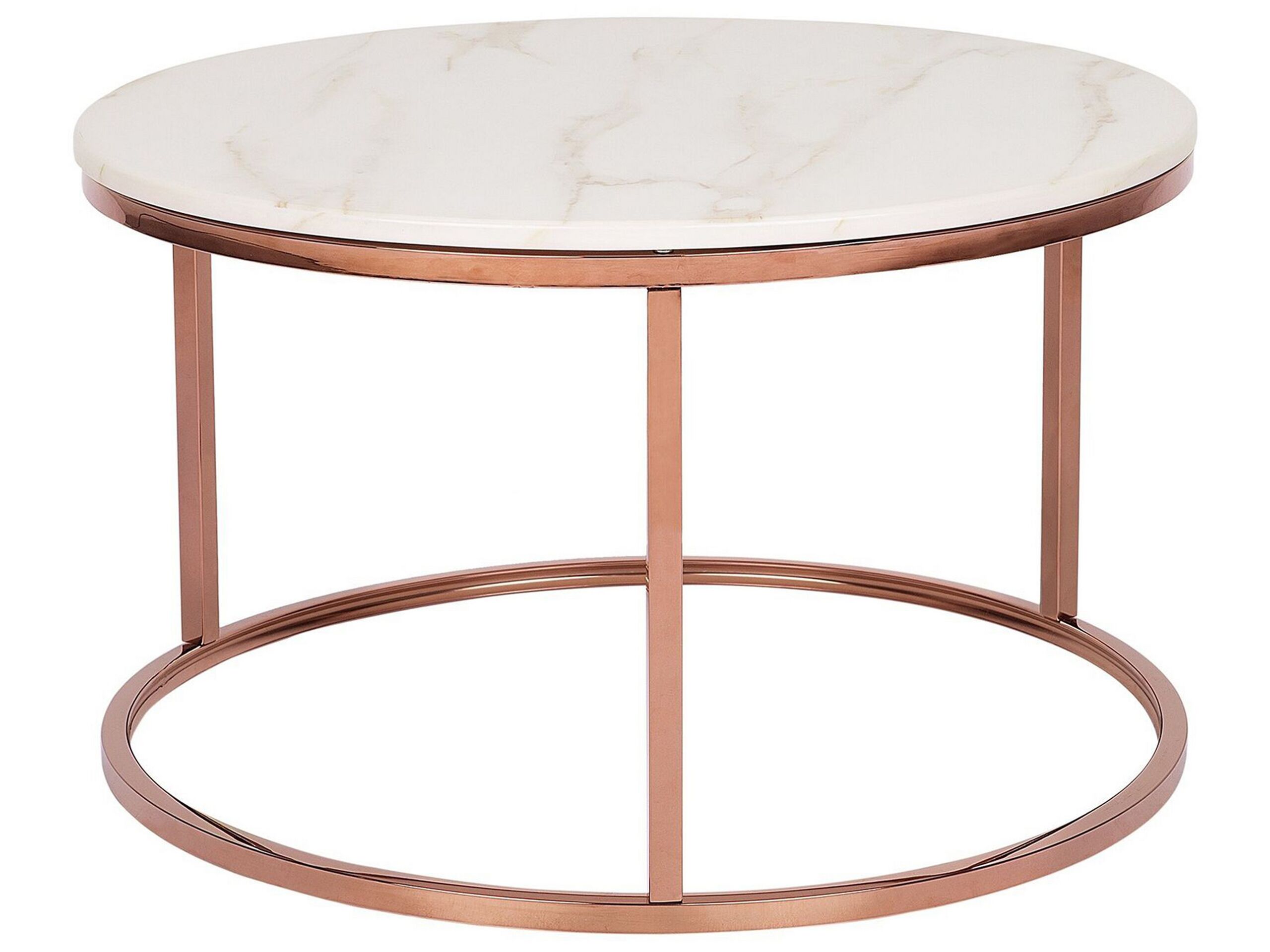 Marble Effect Coffee Table Beige with Copper CORAL - Gemini Interiors