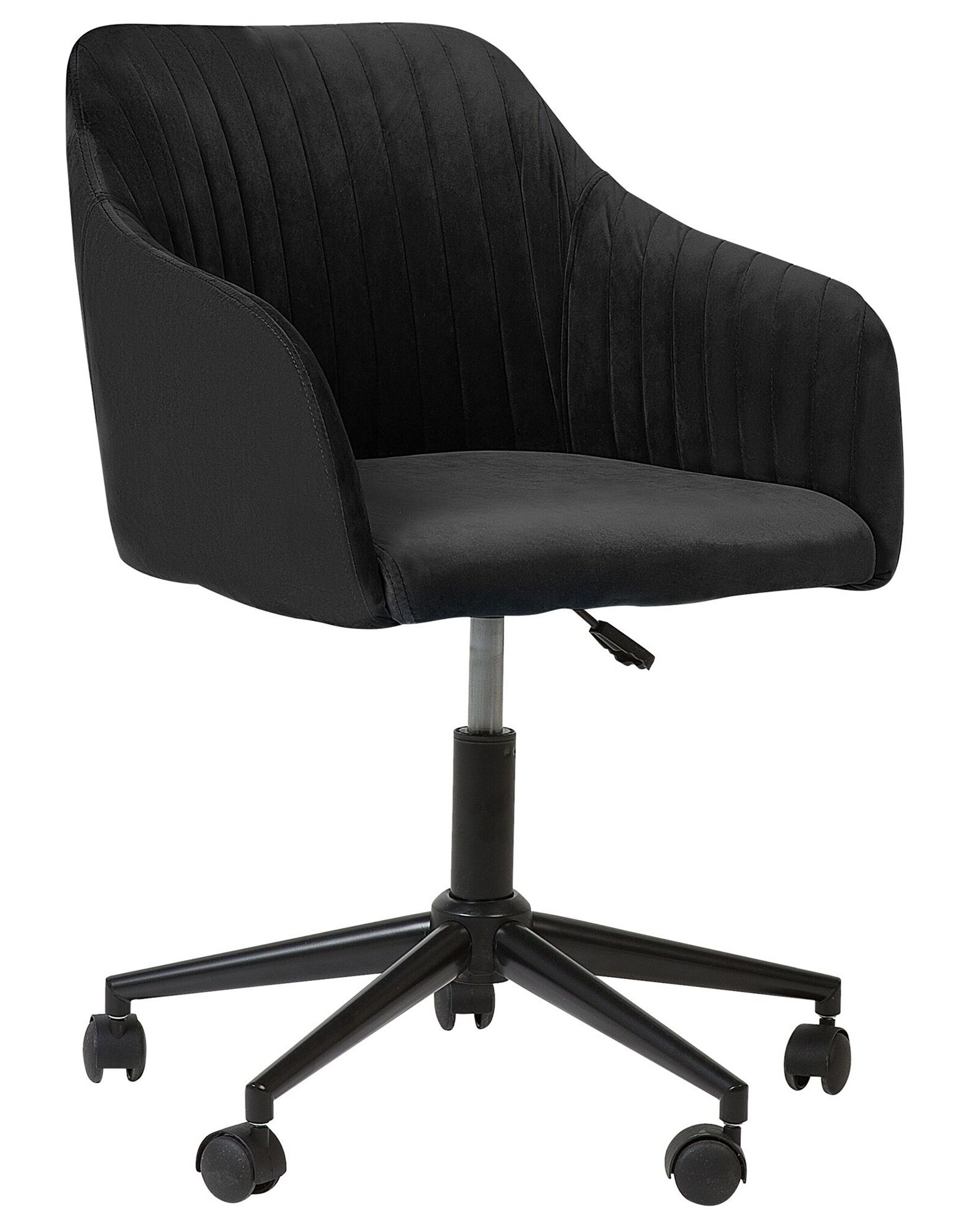 Velvet Desk Chair Black VENICE - Gemini Interiors