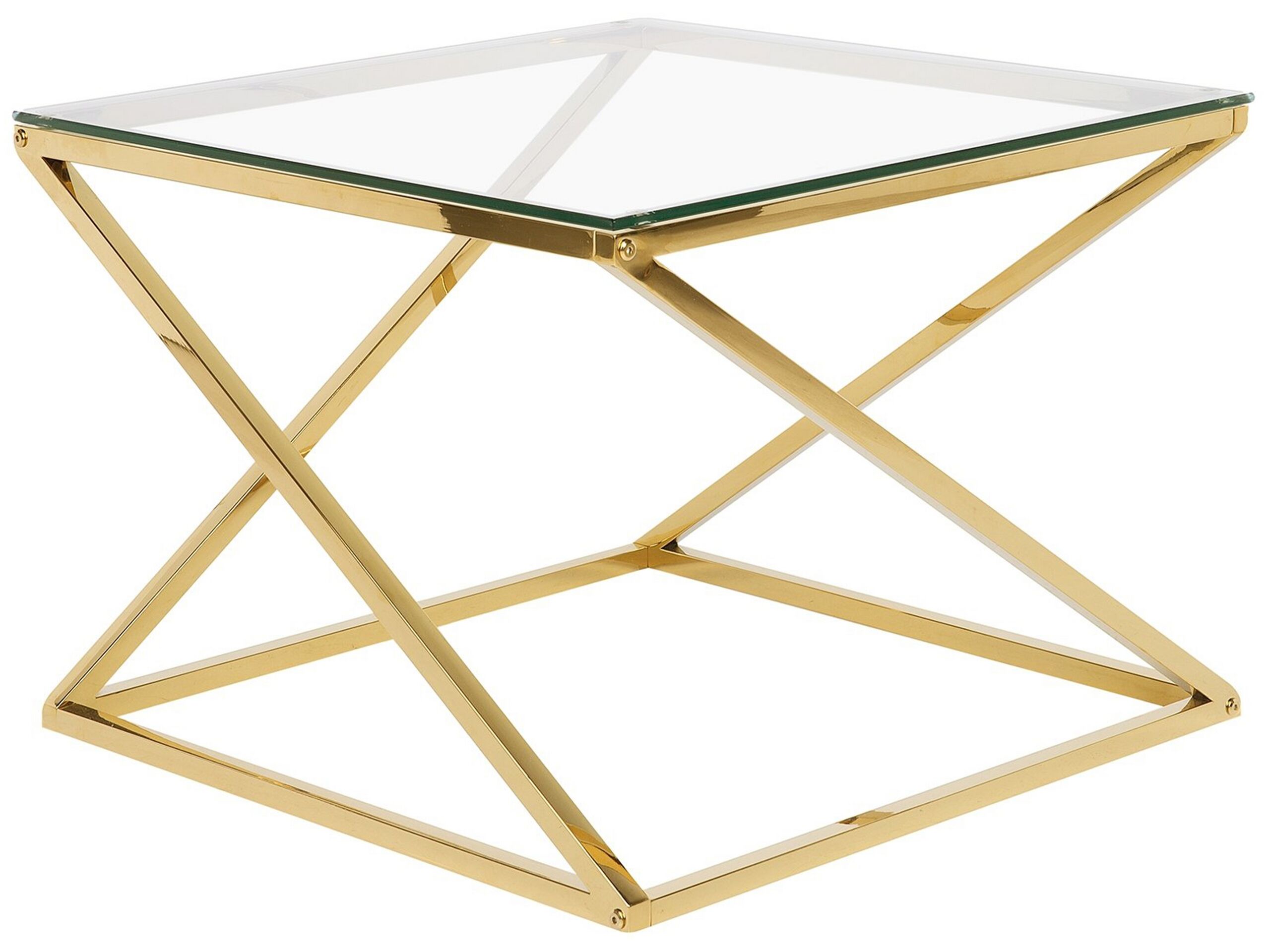 Glass Top Coffee Table Gold BEVERLY - Gemini Interiors