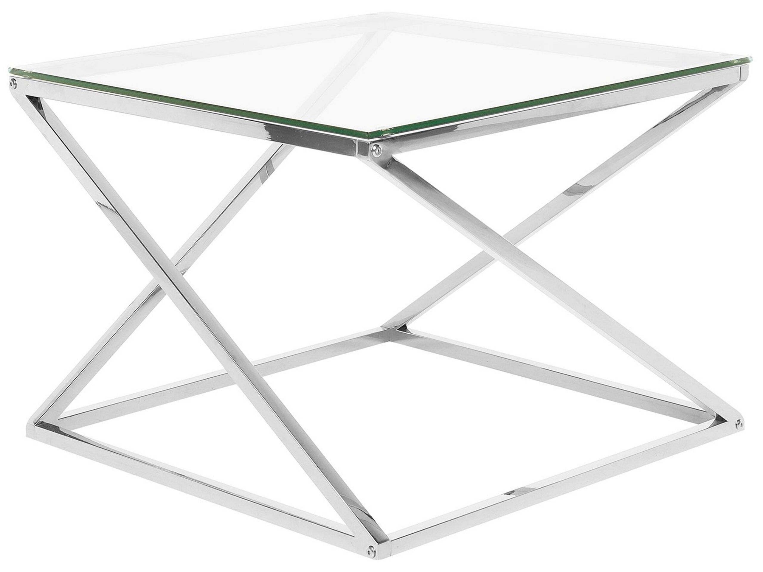 Glass Top Coffee Table Silver BEVERLY - Gemini Interiors