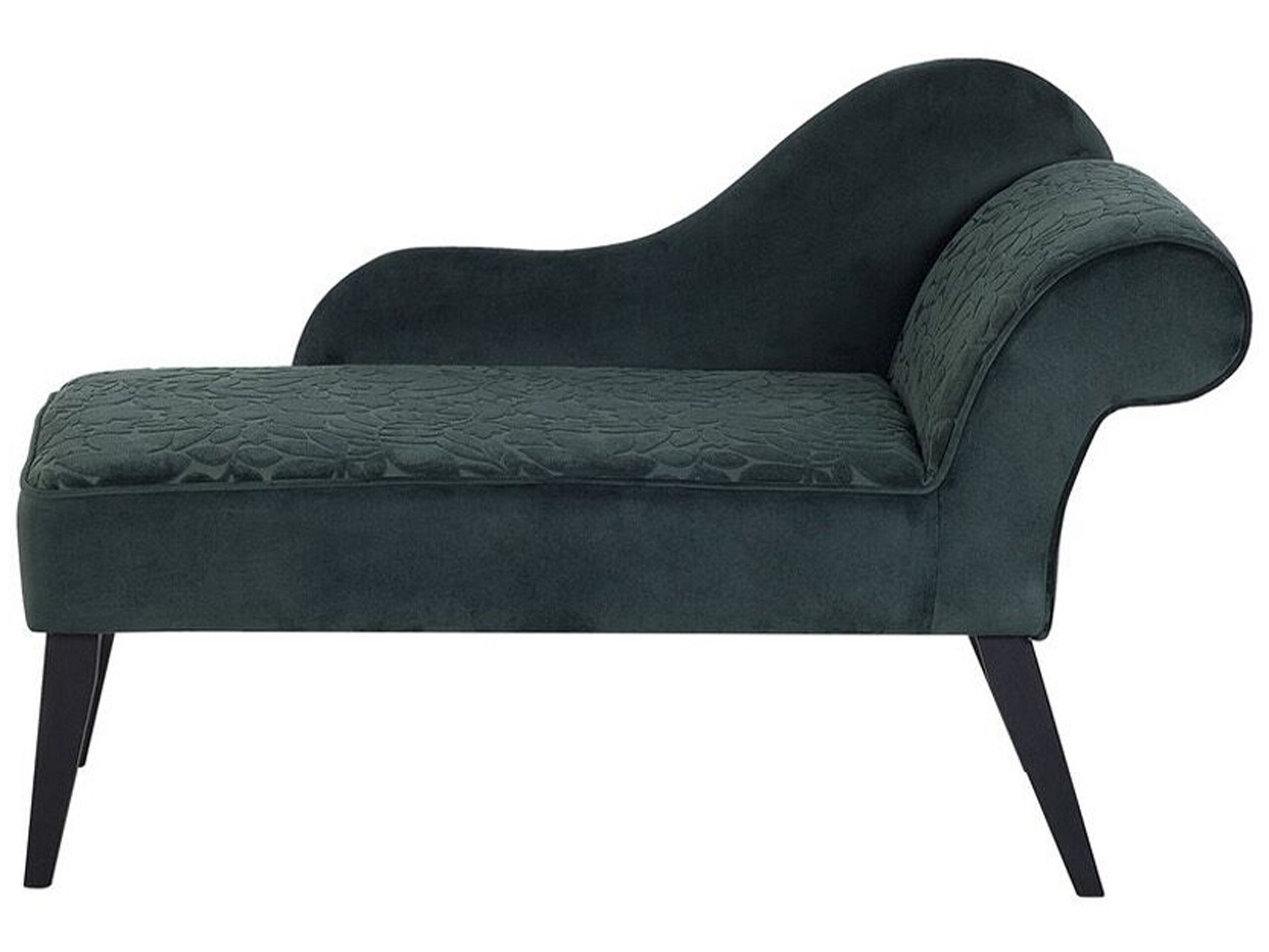 Right Hand Velvet Chaise Lounge Green BIARRITZ - Gemini Interiors
