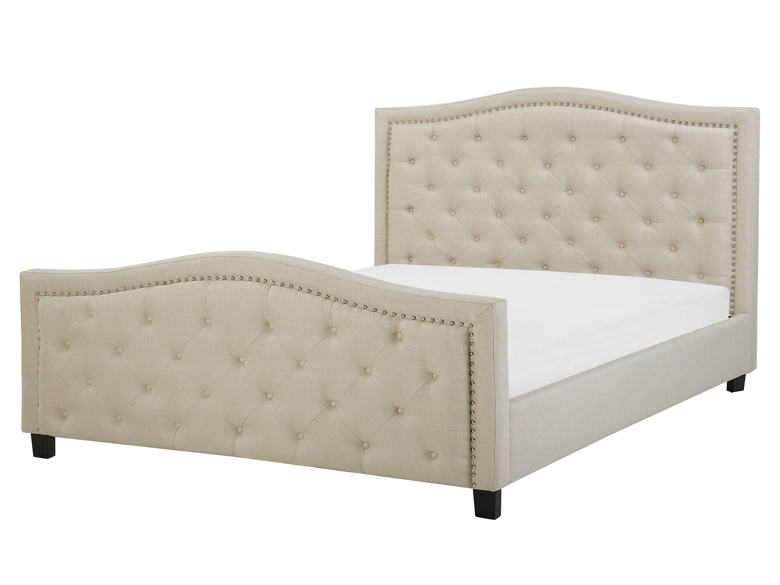 Fabric EU King Size Bed Beige AUREL - Gemini Interiors
