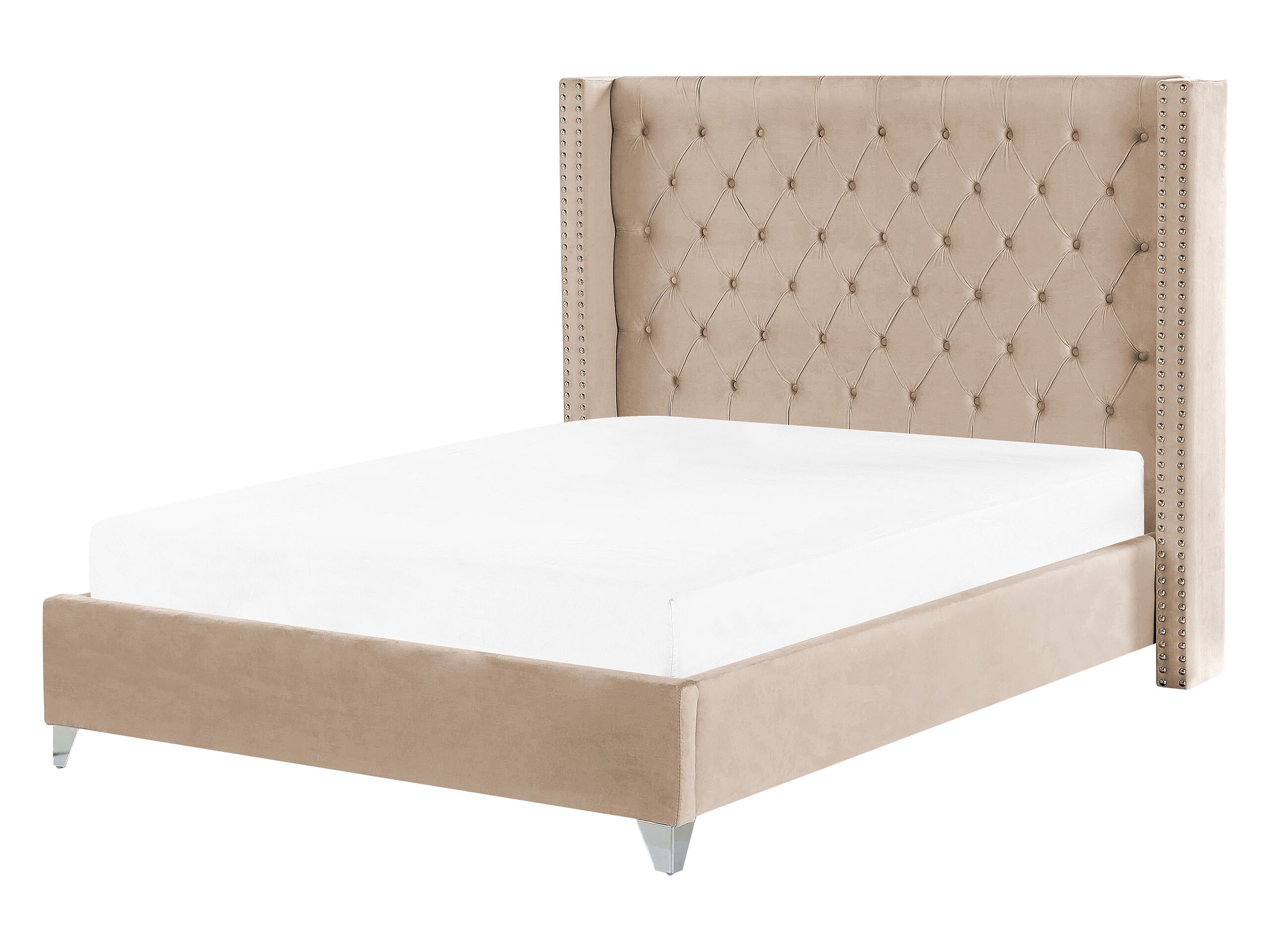 Velvet EU King Size Bed Beige LUBBON - Gemini Interiors