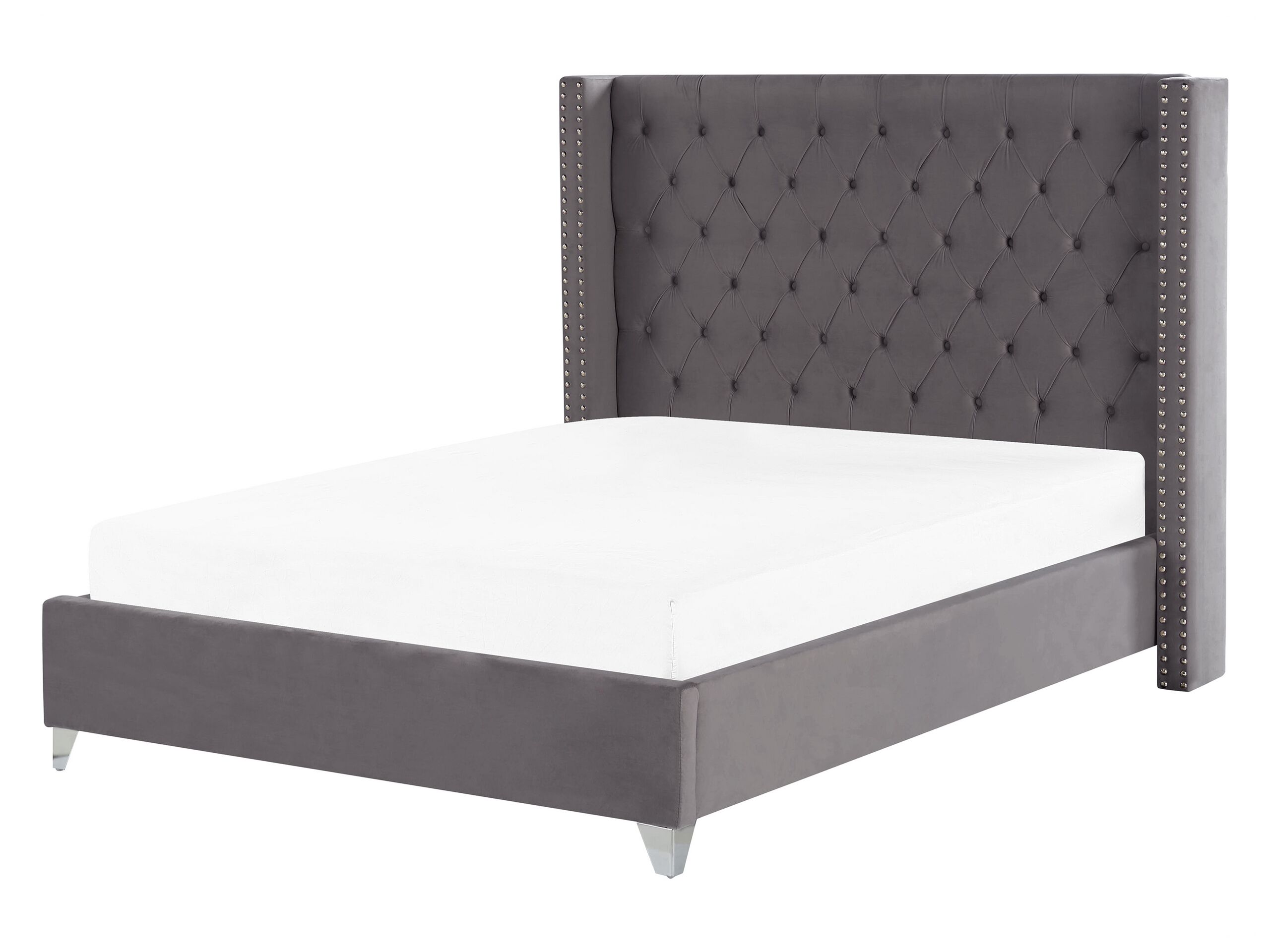 Velvet EU King Size Bed Grey LUBBON - Gemini Interiors
