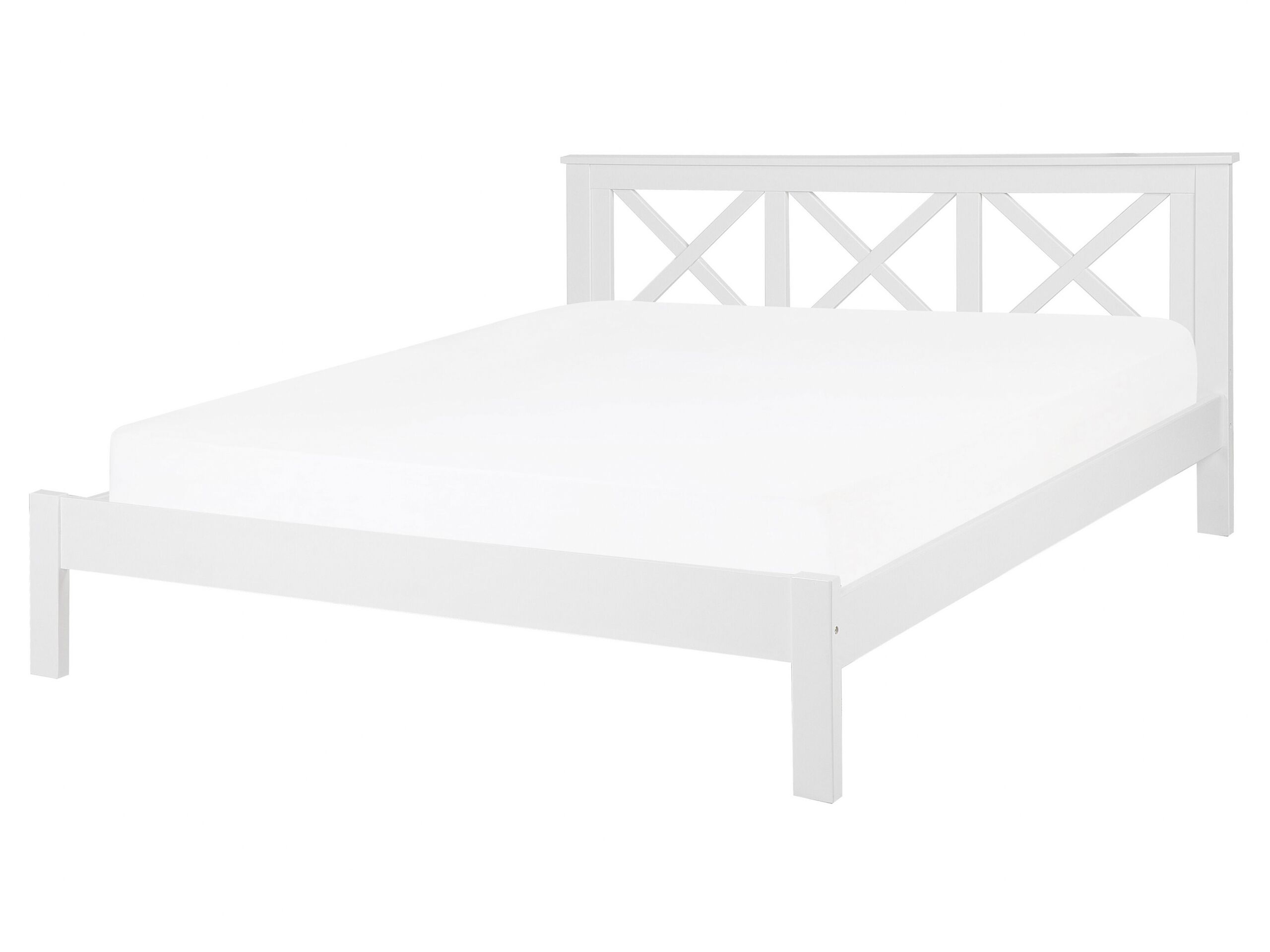 Wooden EU King Size Bed White TANNAY - Gemini Interiors