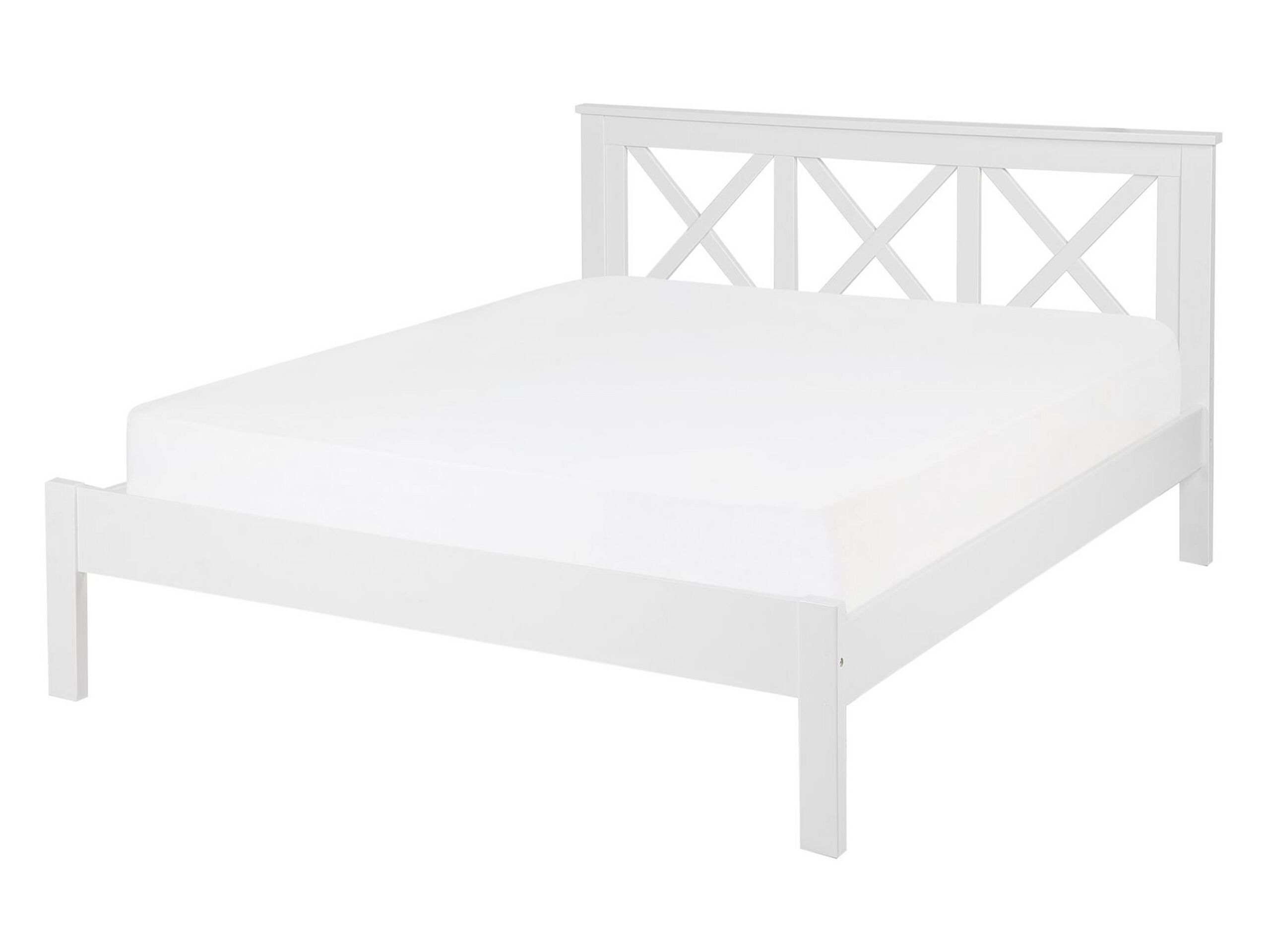 Wooden EU Double Size Bed White TANNAY - Gemini Interiors