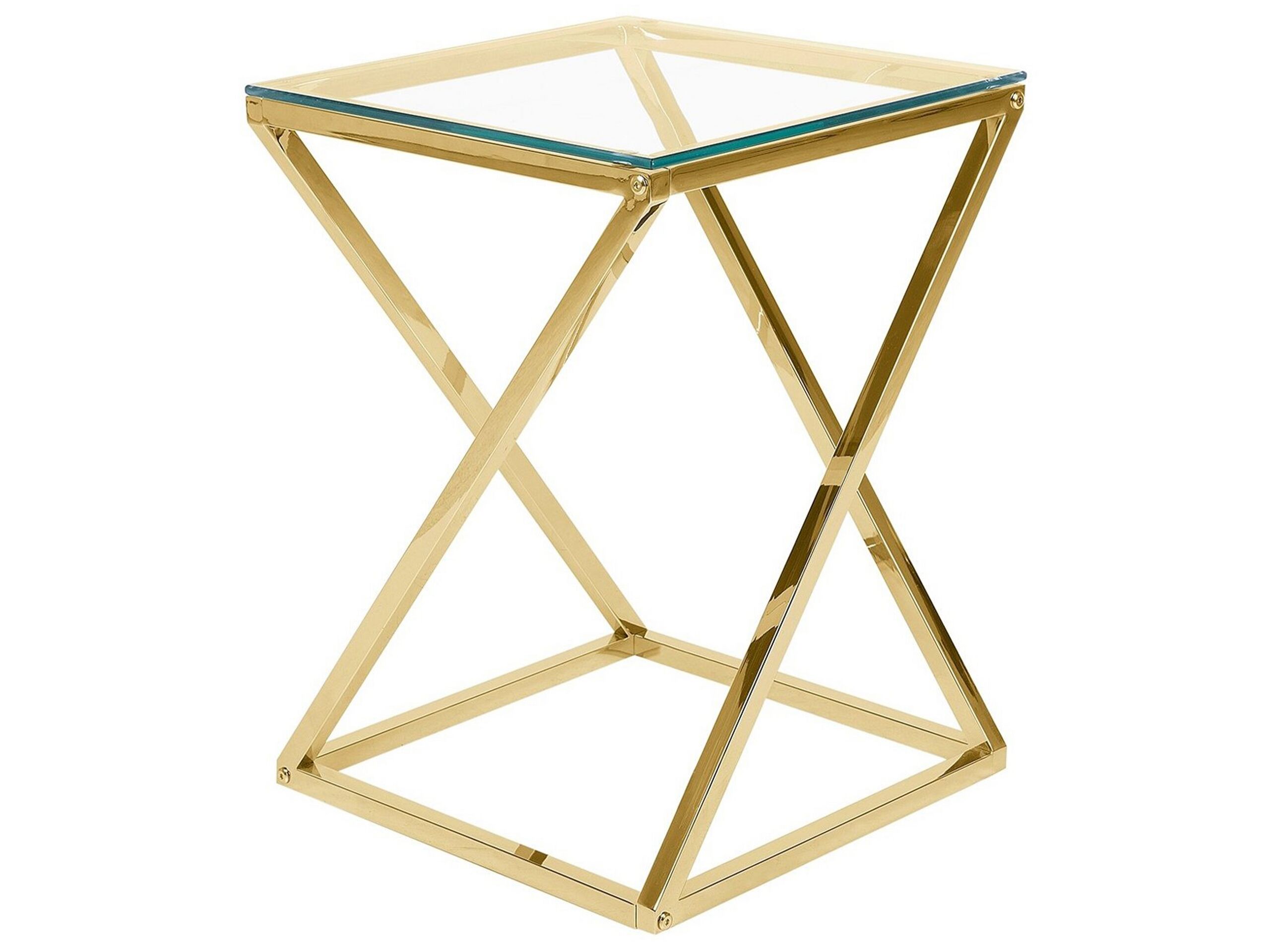 Glass Top Side Table Gold BEVERLY - Gemini Interiors