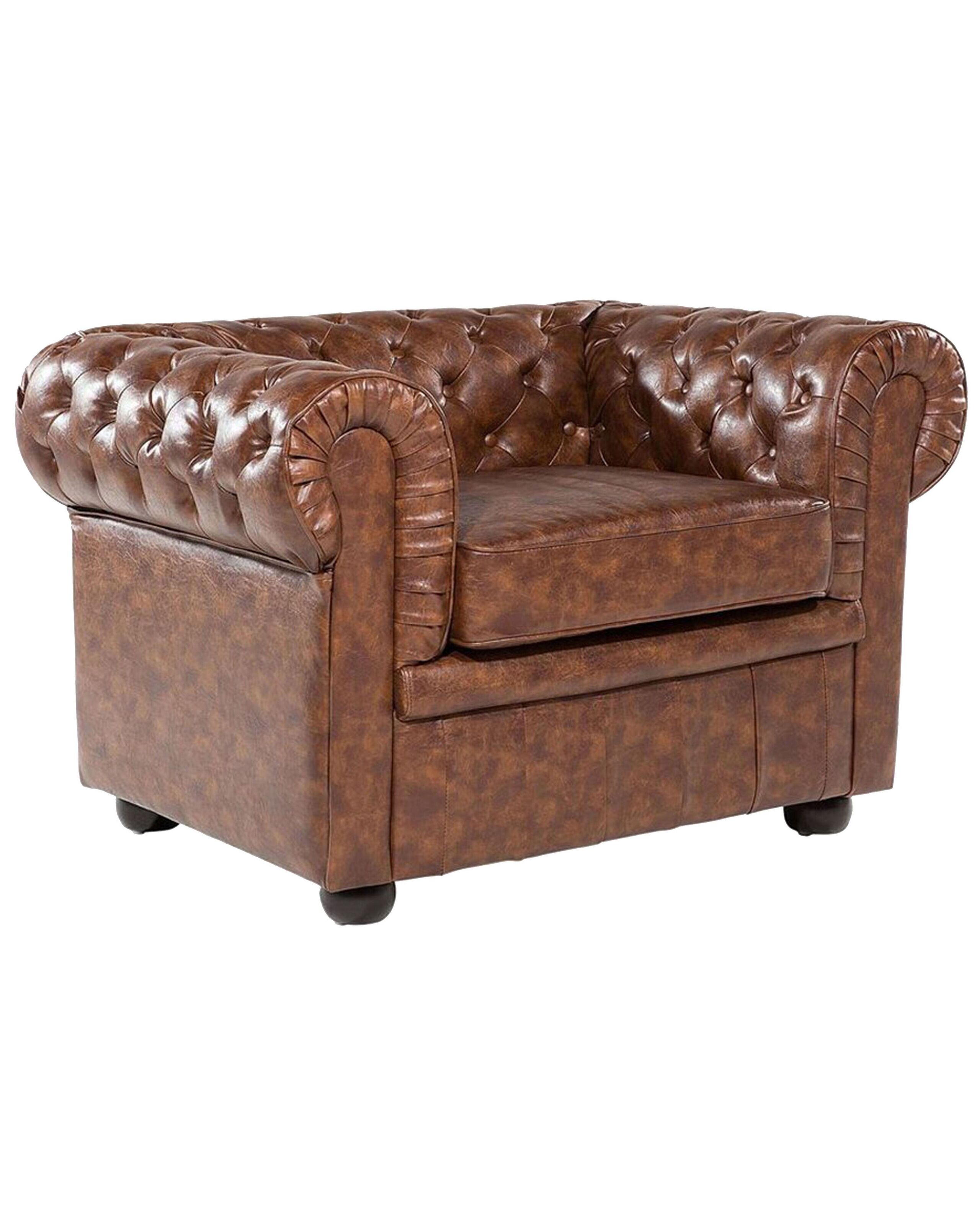 Leather Armchair Golden Brown CHESTERFIELD - Gemini Interiors