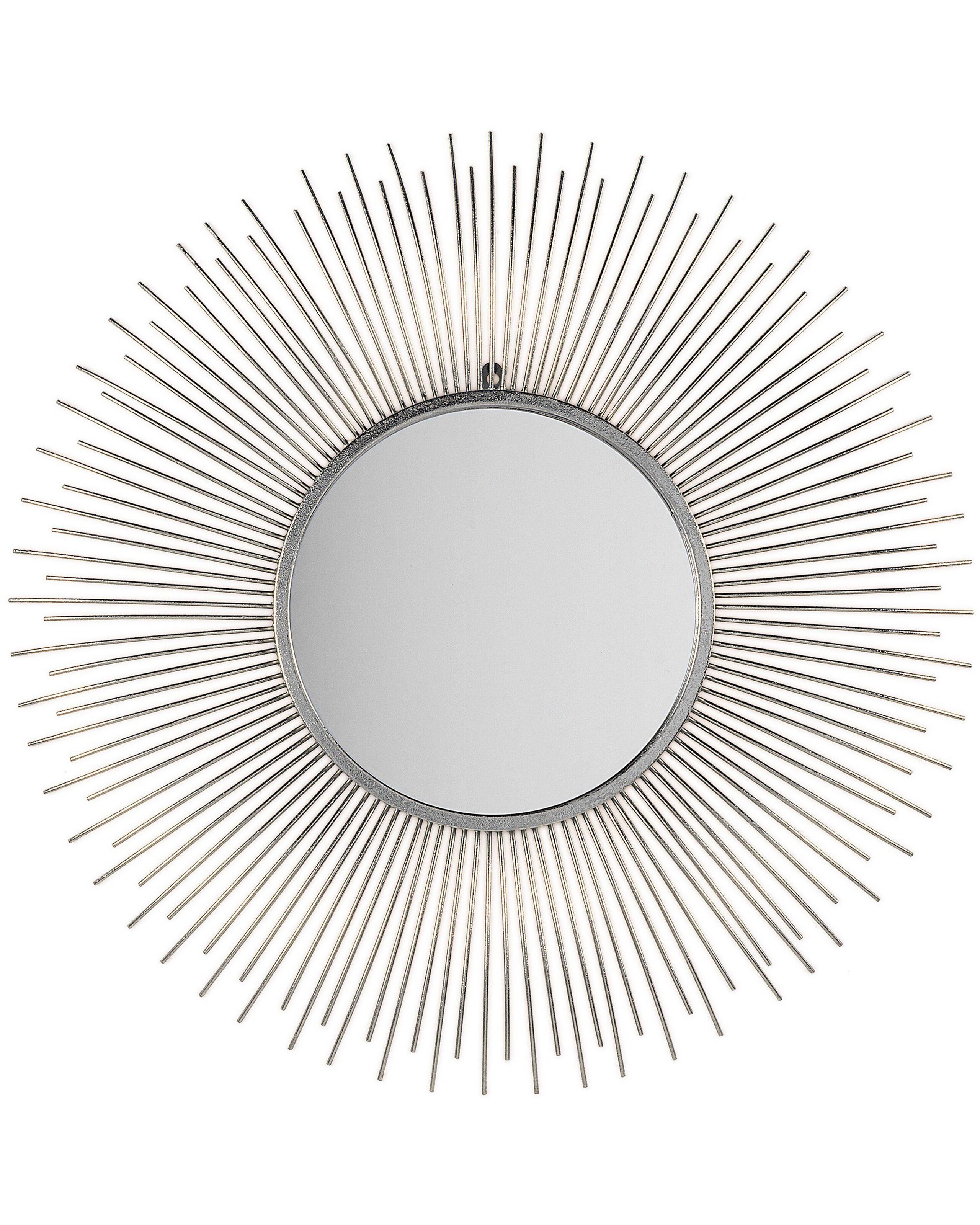 Metal Sunburst Wall Mirror 80cm Silver - Gemini Interiors