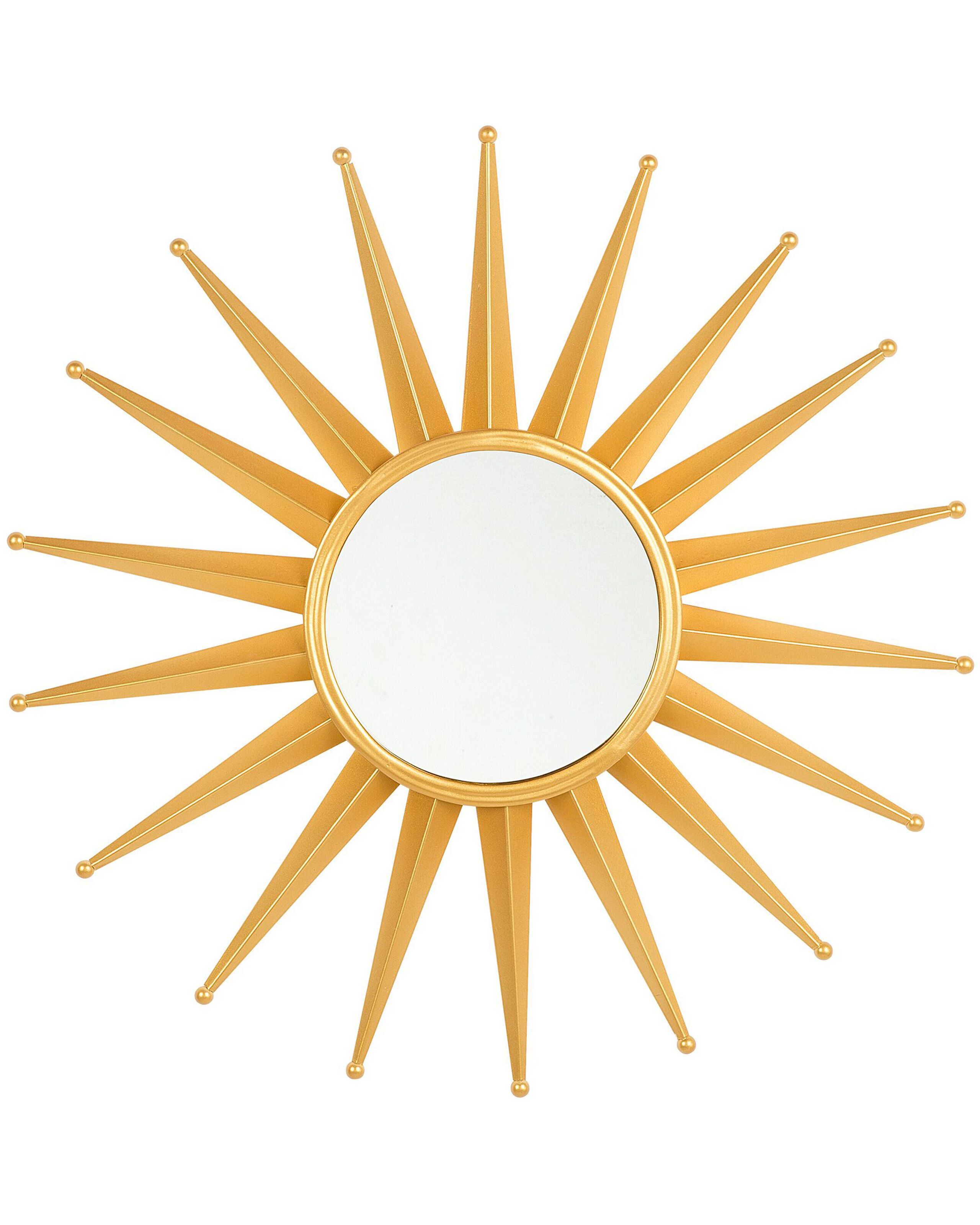 Metal Sunburst Wall Mirror 60cm Gold - Gemini Interiors