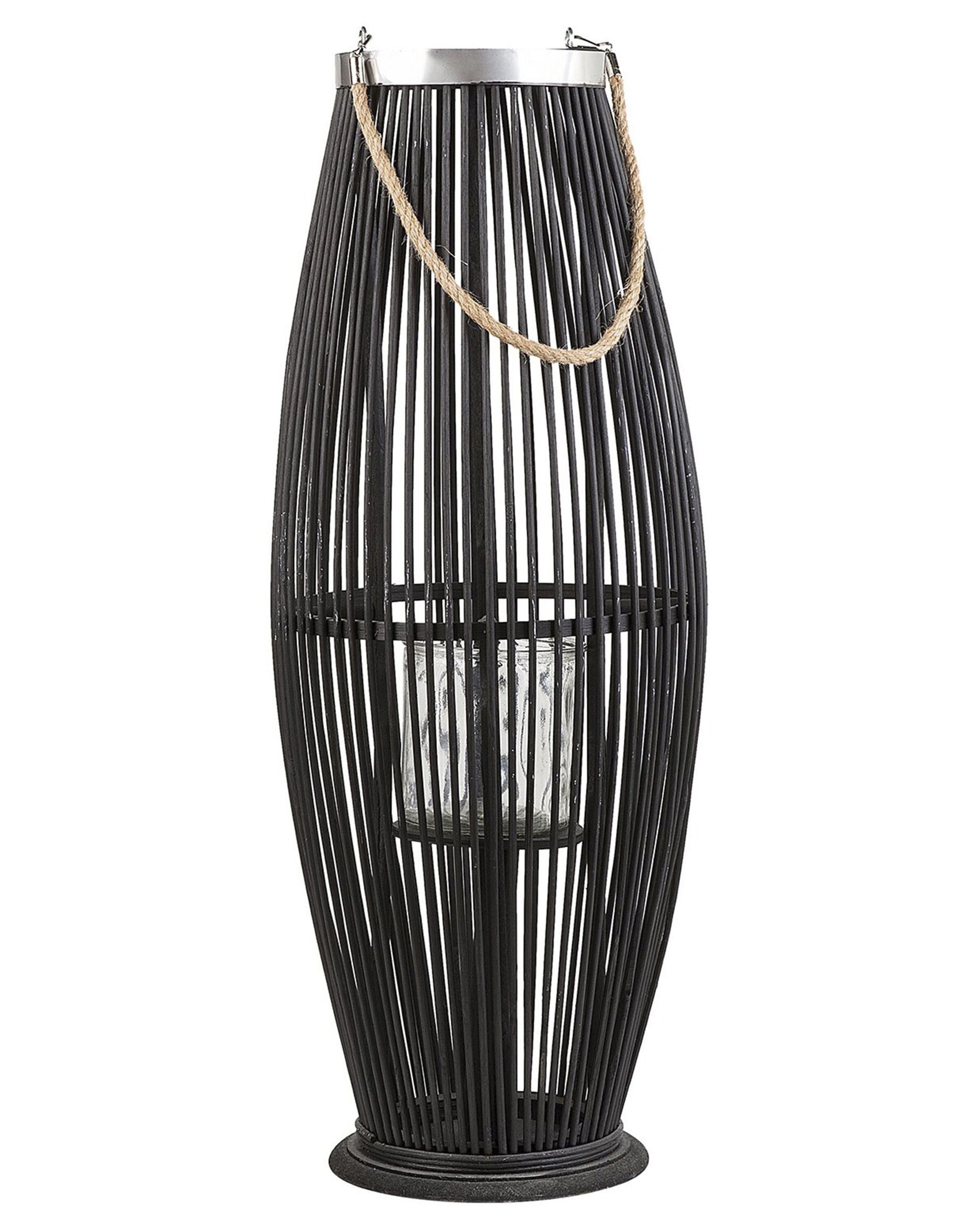 Wooden Candle Lantern 72 cm Black TAHITI - Gemini Interiors