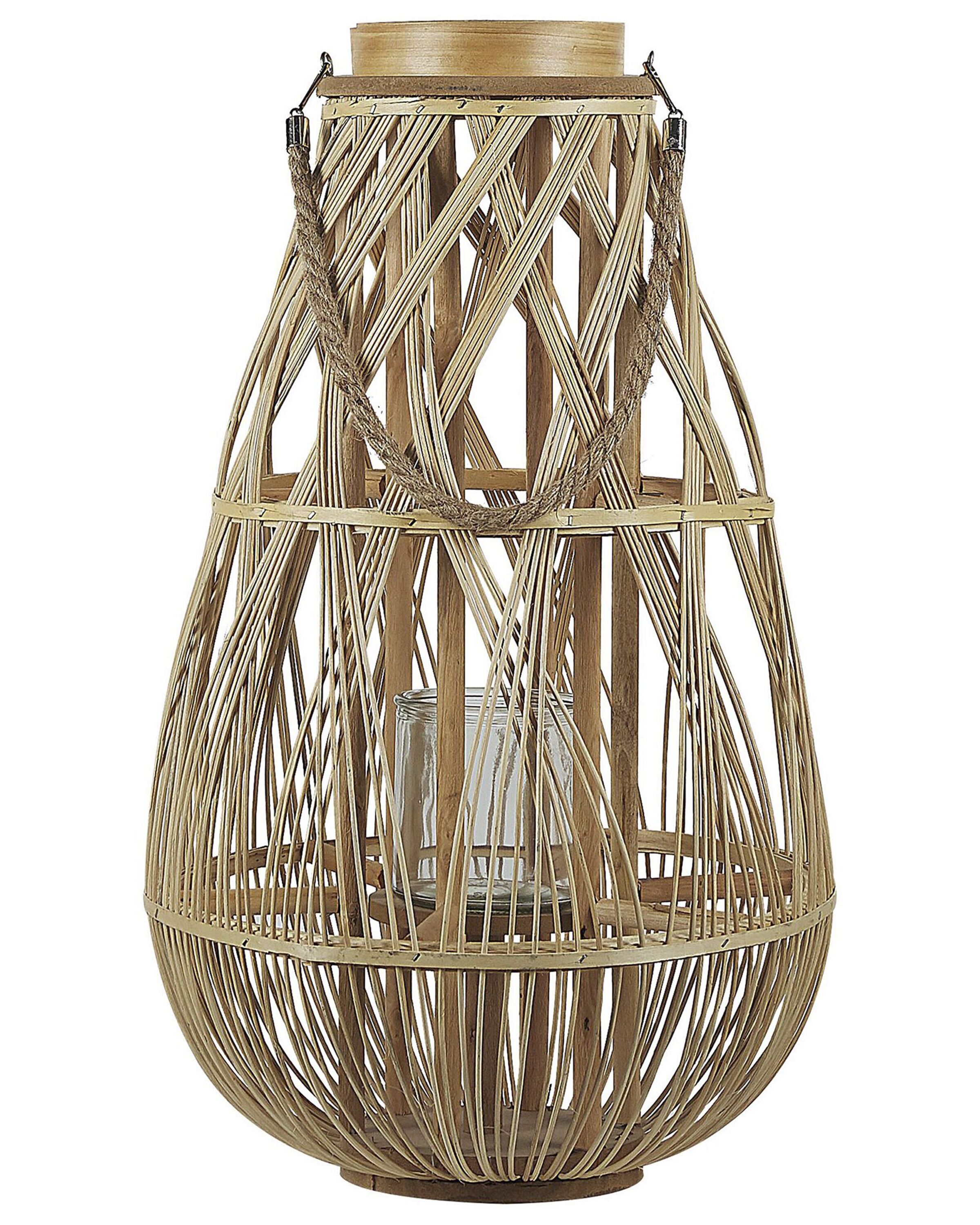 Wooden Candle Lantern 56 cm Natural TONGA - Gemini Interiors