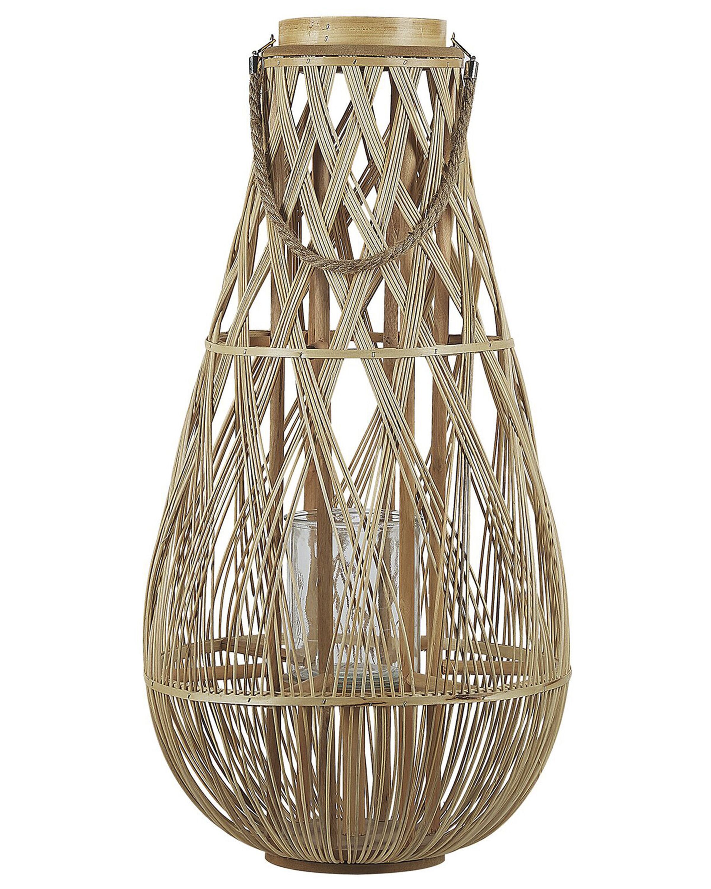 Wooden Candle Lantern 77 cm Natural TONGA - Gemini Interiors