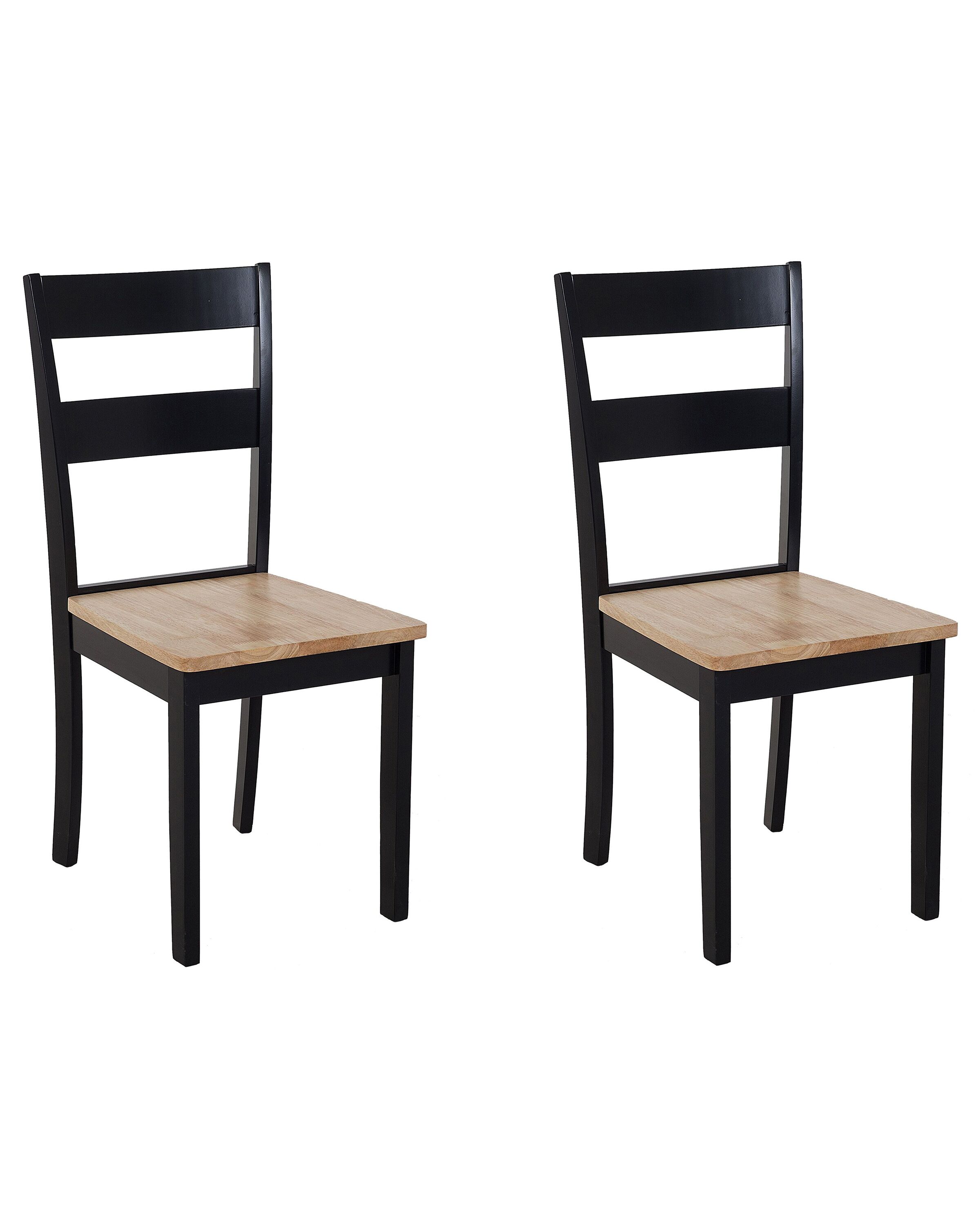 Set of 2 Dining Chairs Black and Light Wood GEORGIA - Gemini Interiors
