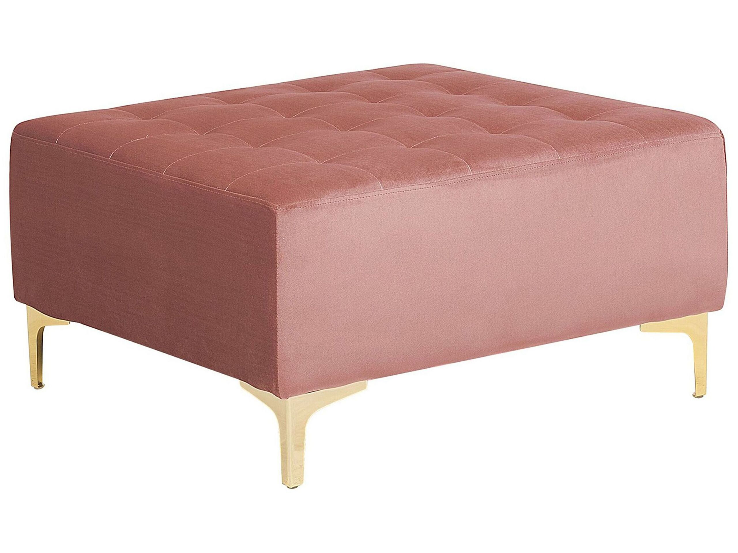 Velvet Ottoman Pink ABERDEEN - Gemini Interiors