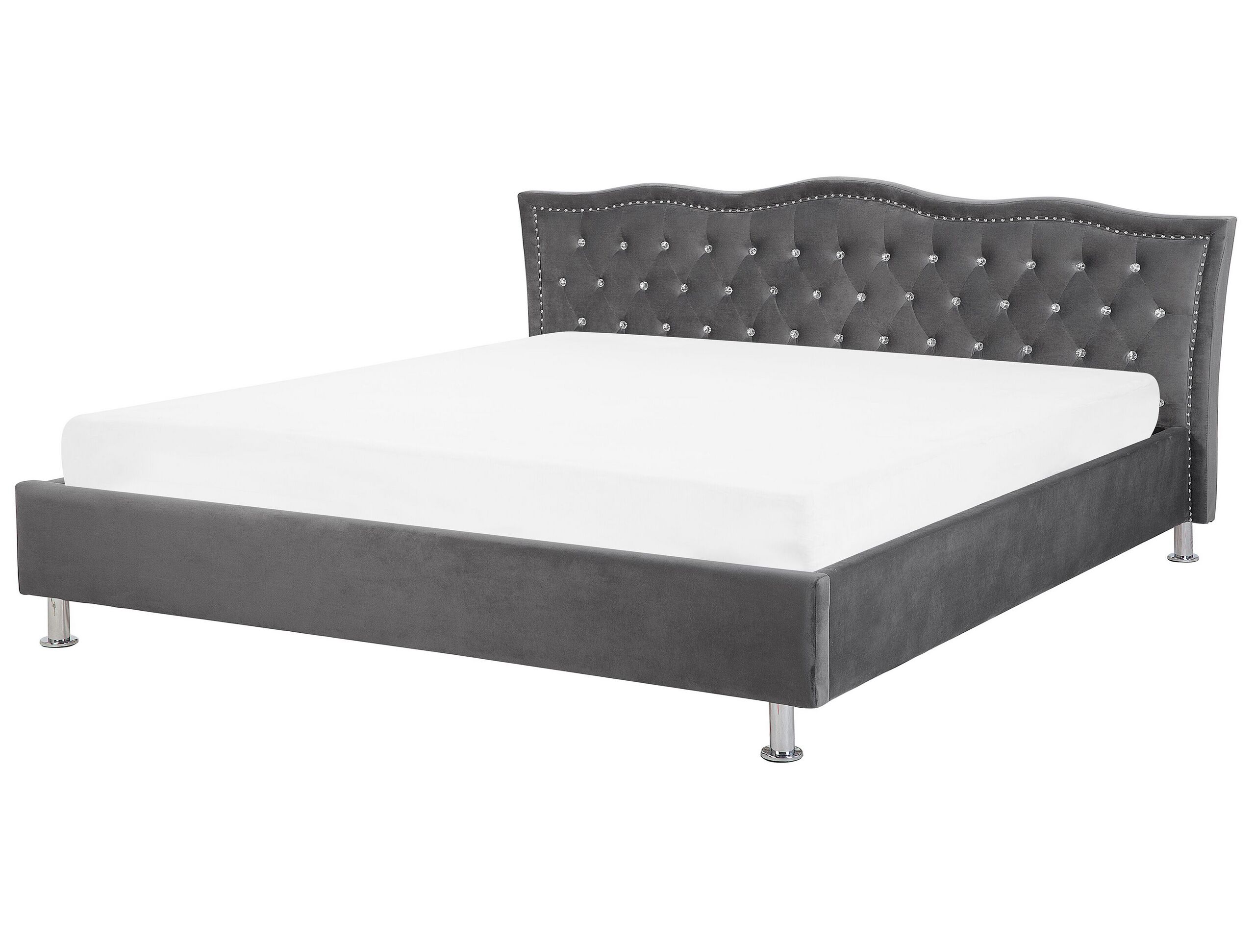 Velvet EU Super King Size Bed Dark Grey METZ - Gemini Interiors