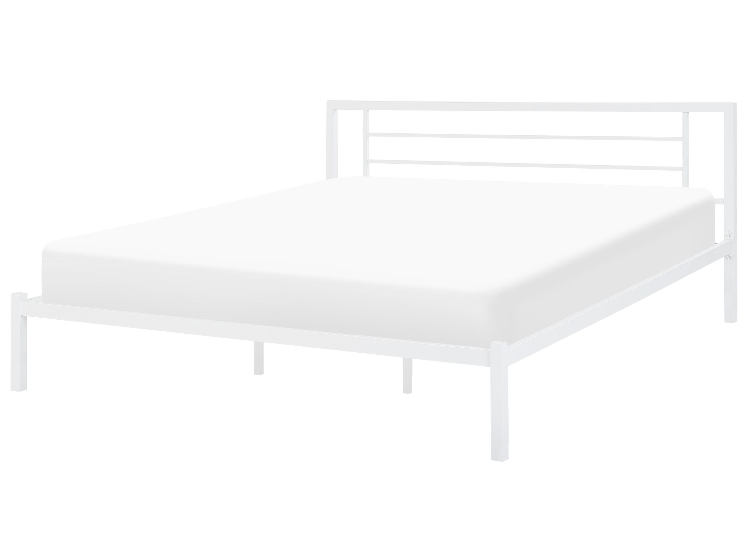 Metal EU Super King Size Bed White CUSSET - Gemini Interiors
