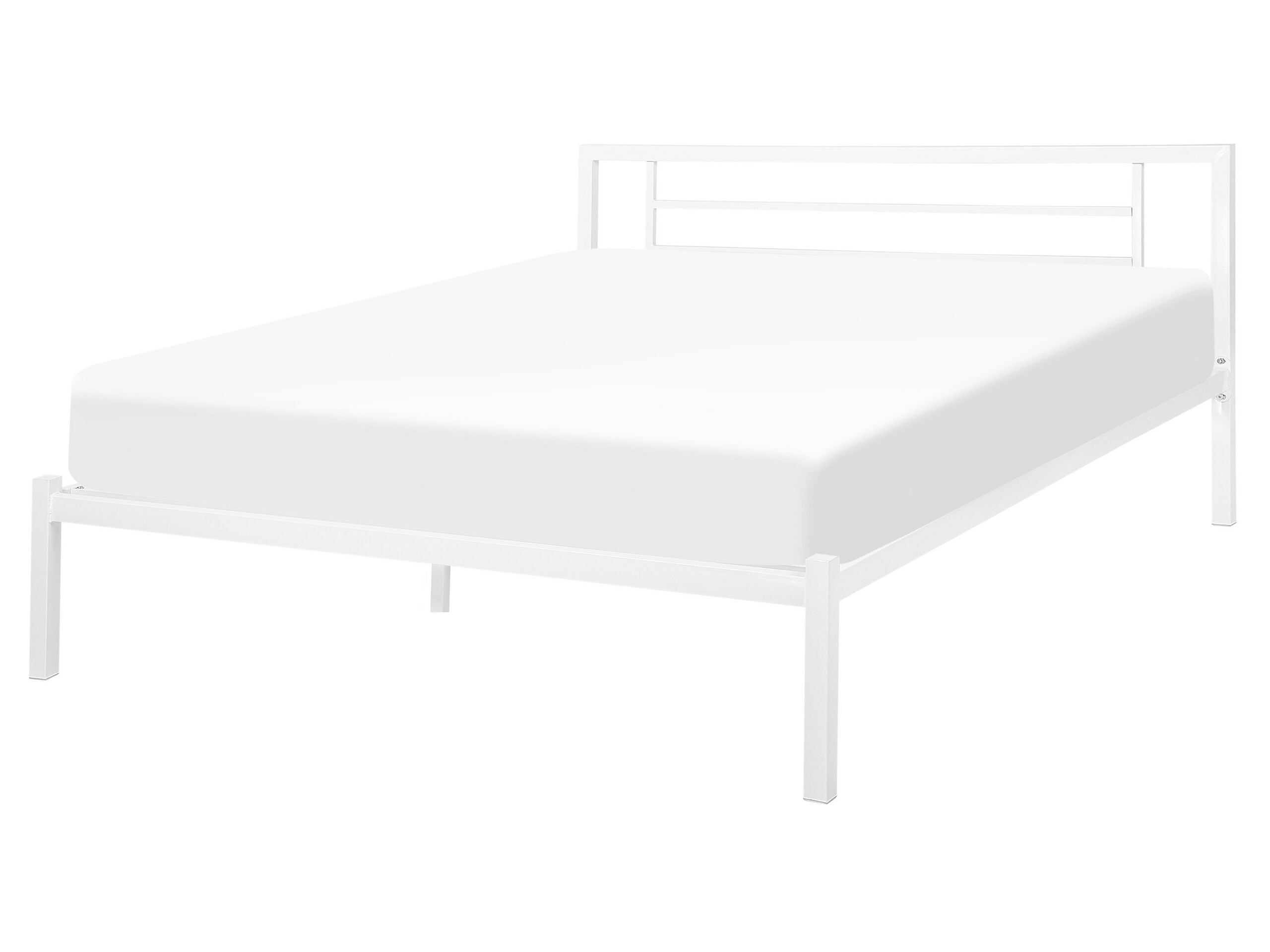 Metal EU King Size Bed White CUSSET - Gemini Interiors