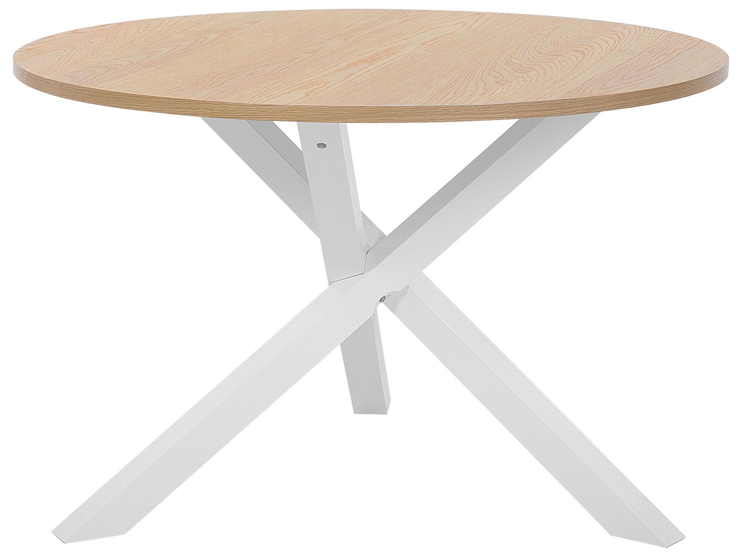 Round Dining Table âŒ€ 120 cm Light Wood with White JACKSONVILLE - Gemini Interiors