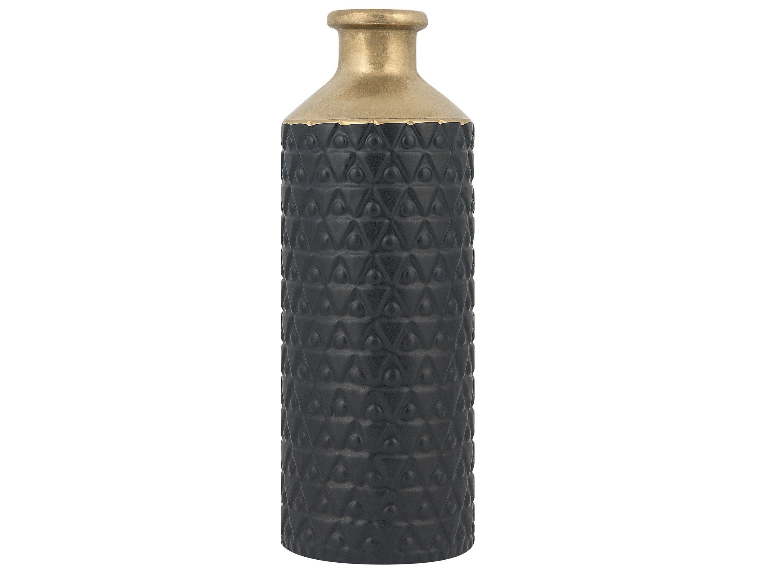 Stoneware Decorative Vase 39 Black Gold - Gemini Interiors